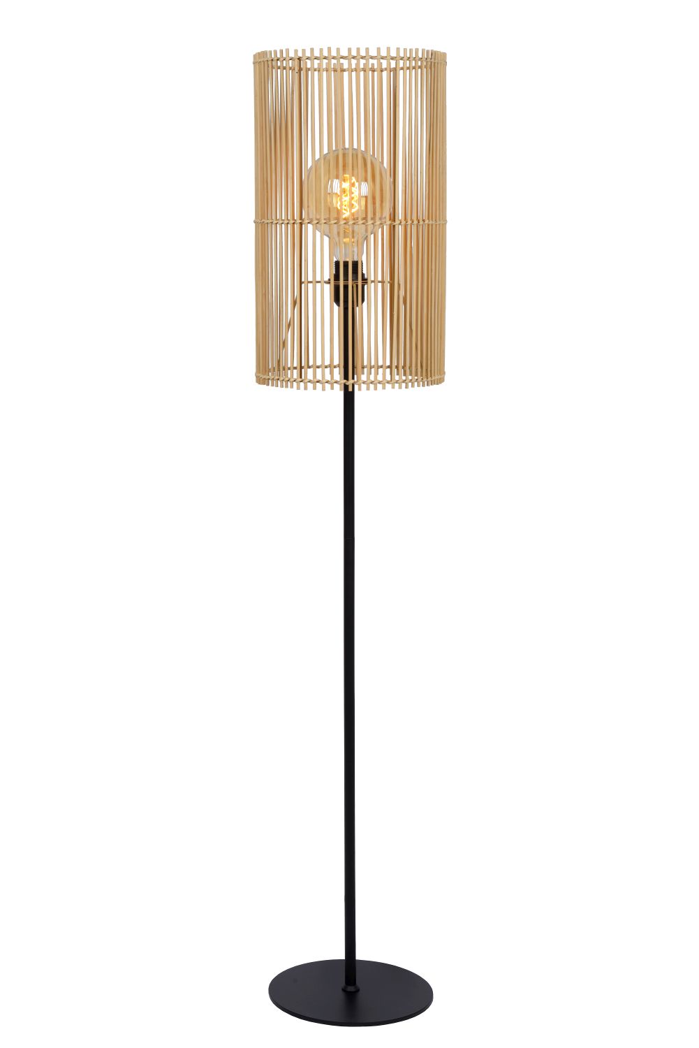 Floor lamp Lucide JANTINE 125cm, 1xE27, natural/black