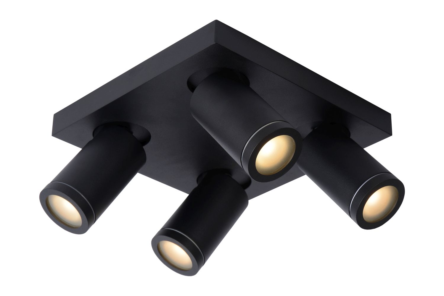 Bathroom Spot lamp Lucide TAYLOR, dimmable, 4xGU10 5W 2200K/3000K, IP44, black