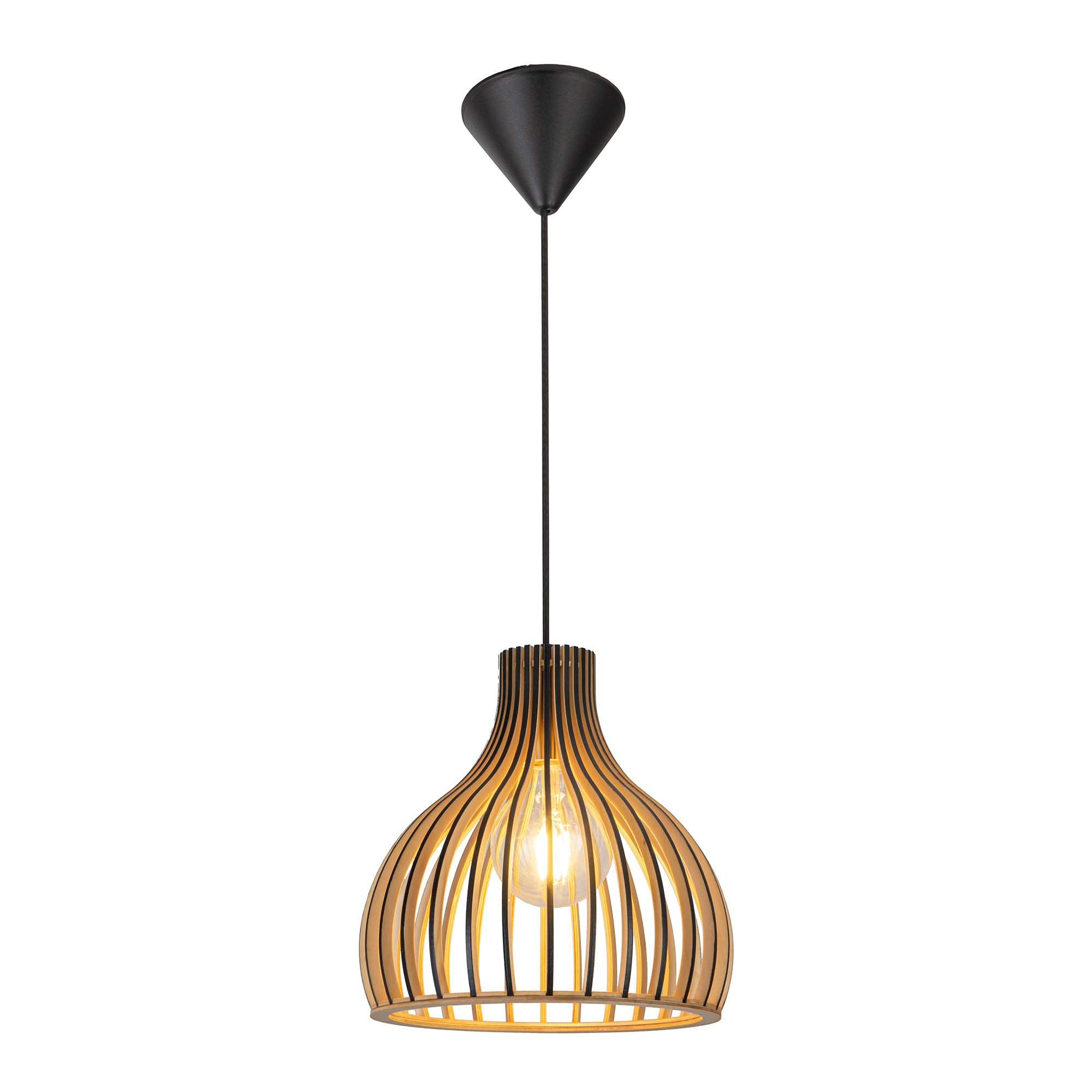 Pendant lamp FocusLight VERSO Ø22cm, 1xE27, black/wood