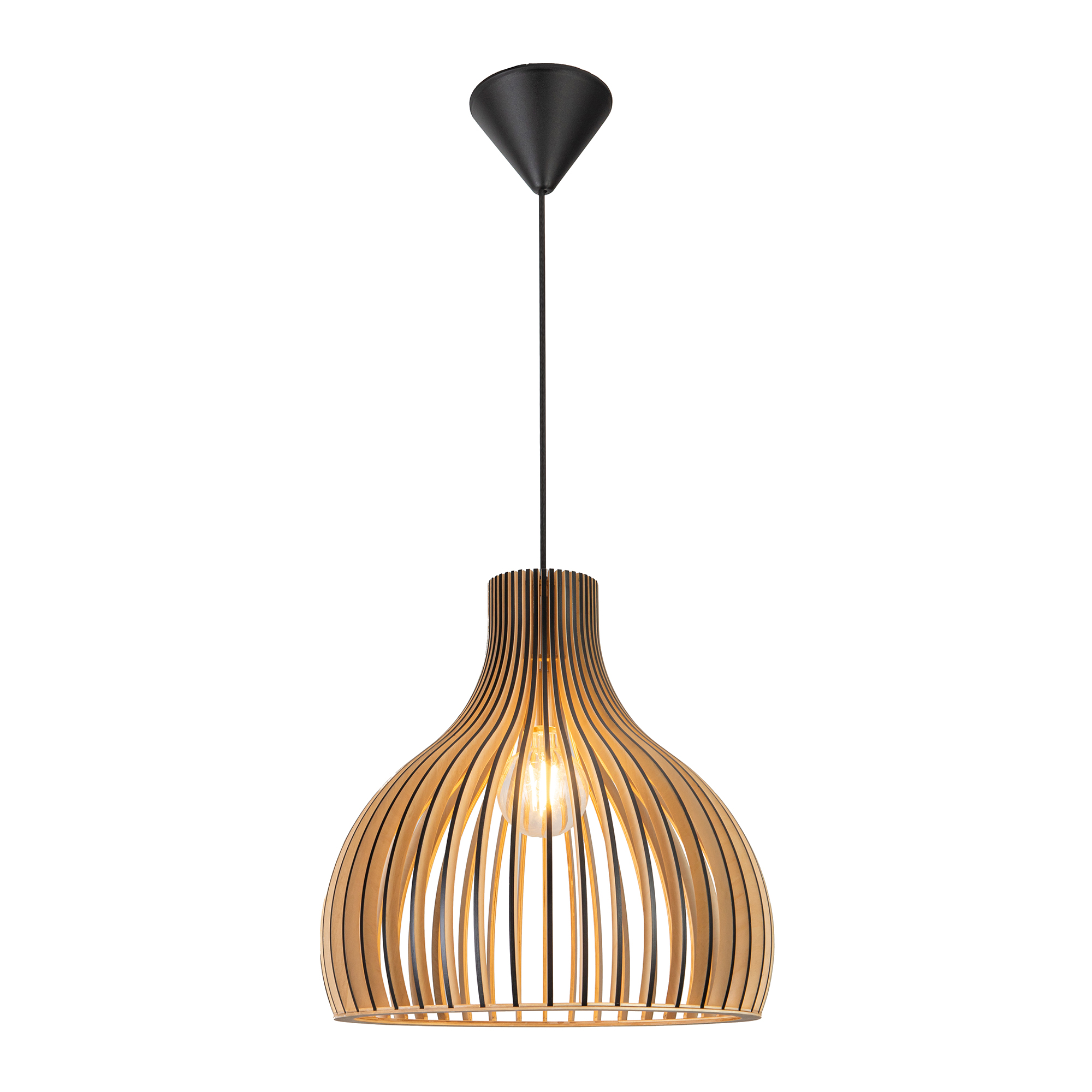 Pendant lamp FocusLight VERSO Ø45cm, 1xE27, black/wood