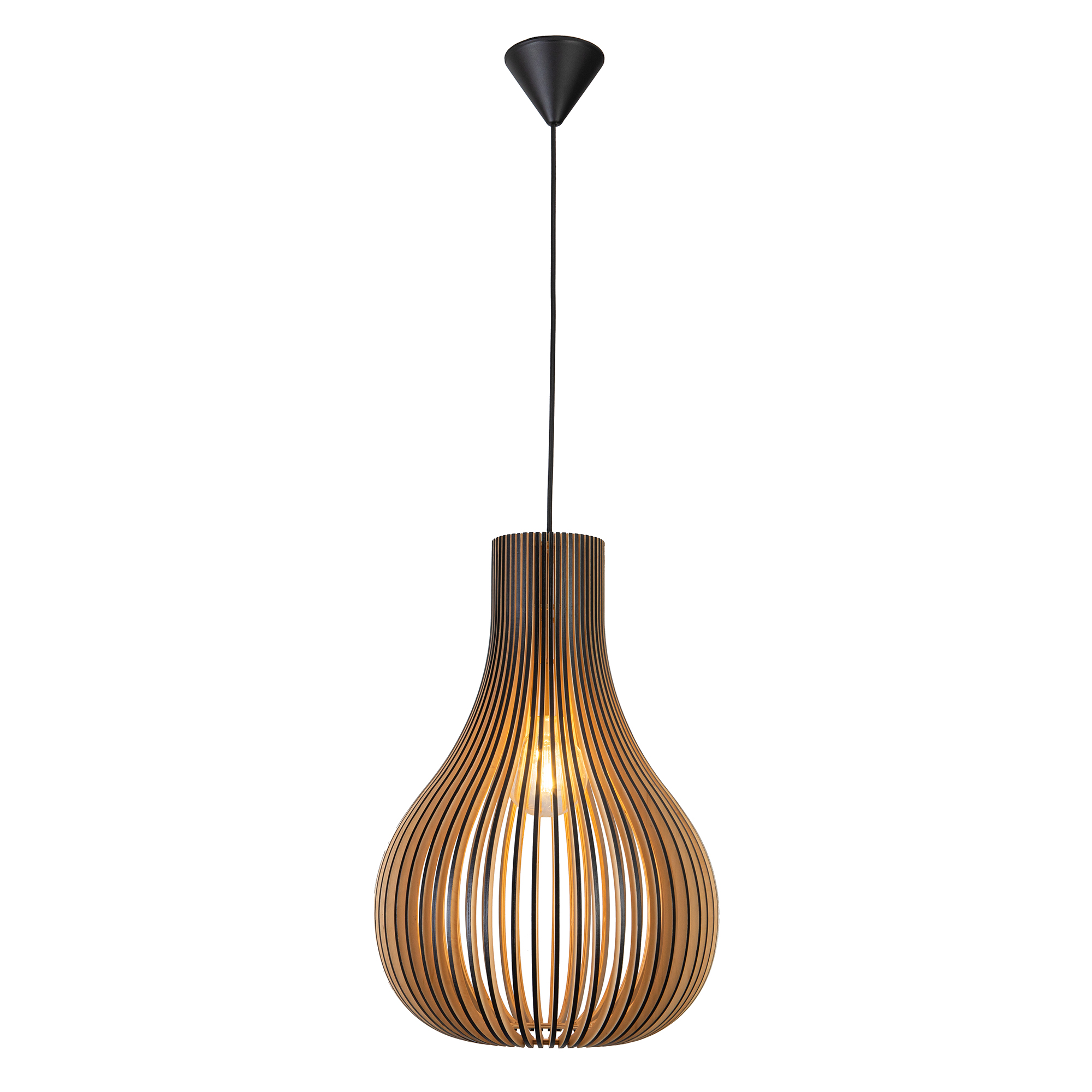 Pendant lamp FocusLight OSAKA Ø38cm, 1xE27, black/wood