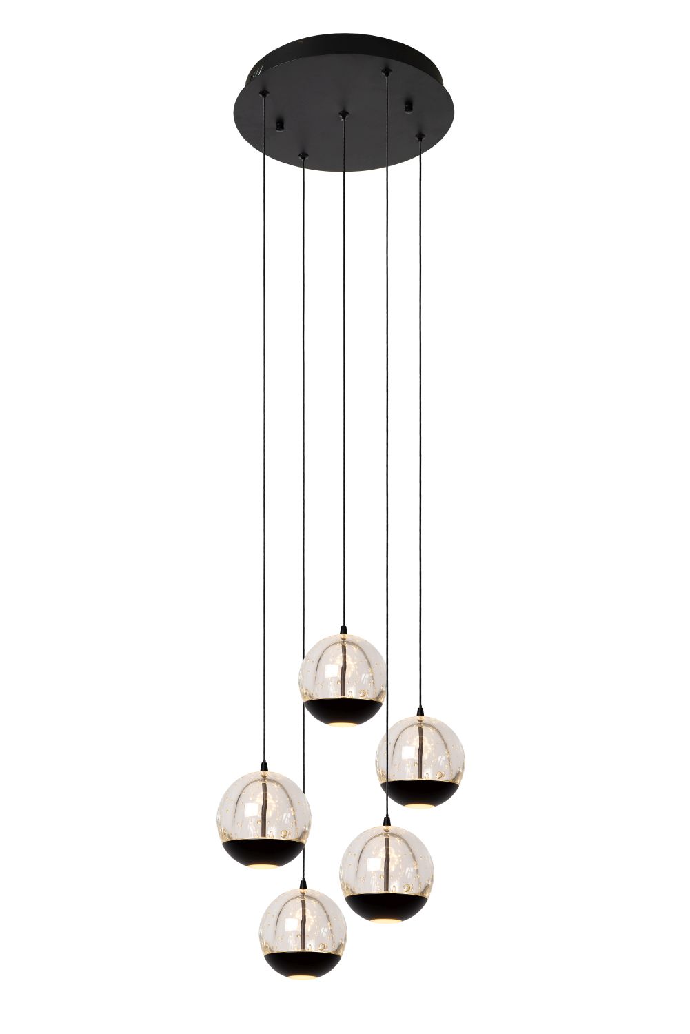 Pendant lamp Lucide SENTUBAL Ø35cm, 5xLED 5,2W 2700K, black/clear