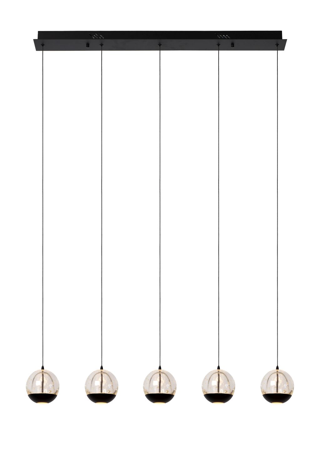 Pendant lamp Lucide SENTUBAL, 5xLED 5,3W 2700K, black/clear