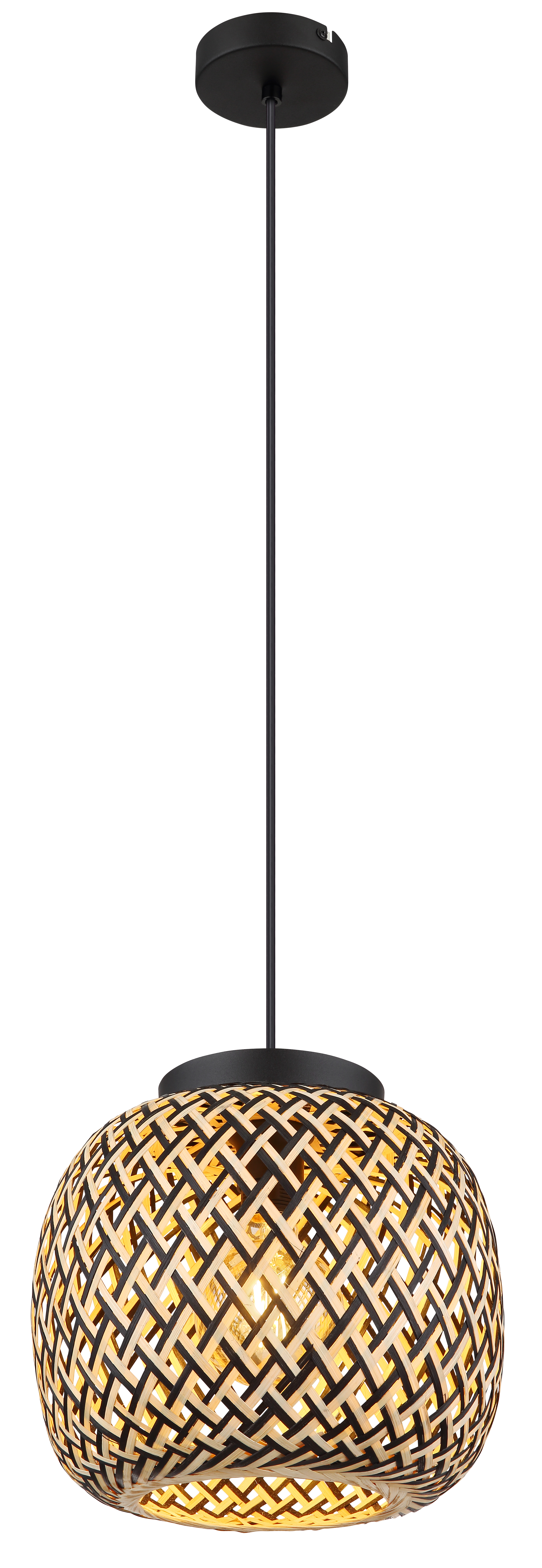 Pendant lamp Globo COLLY 30cm, 1xE27, black/natural