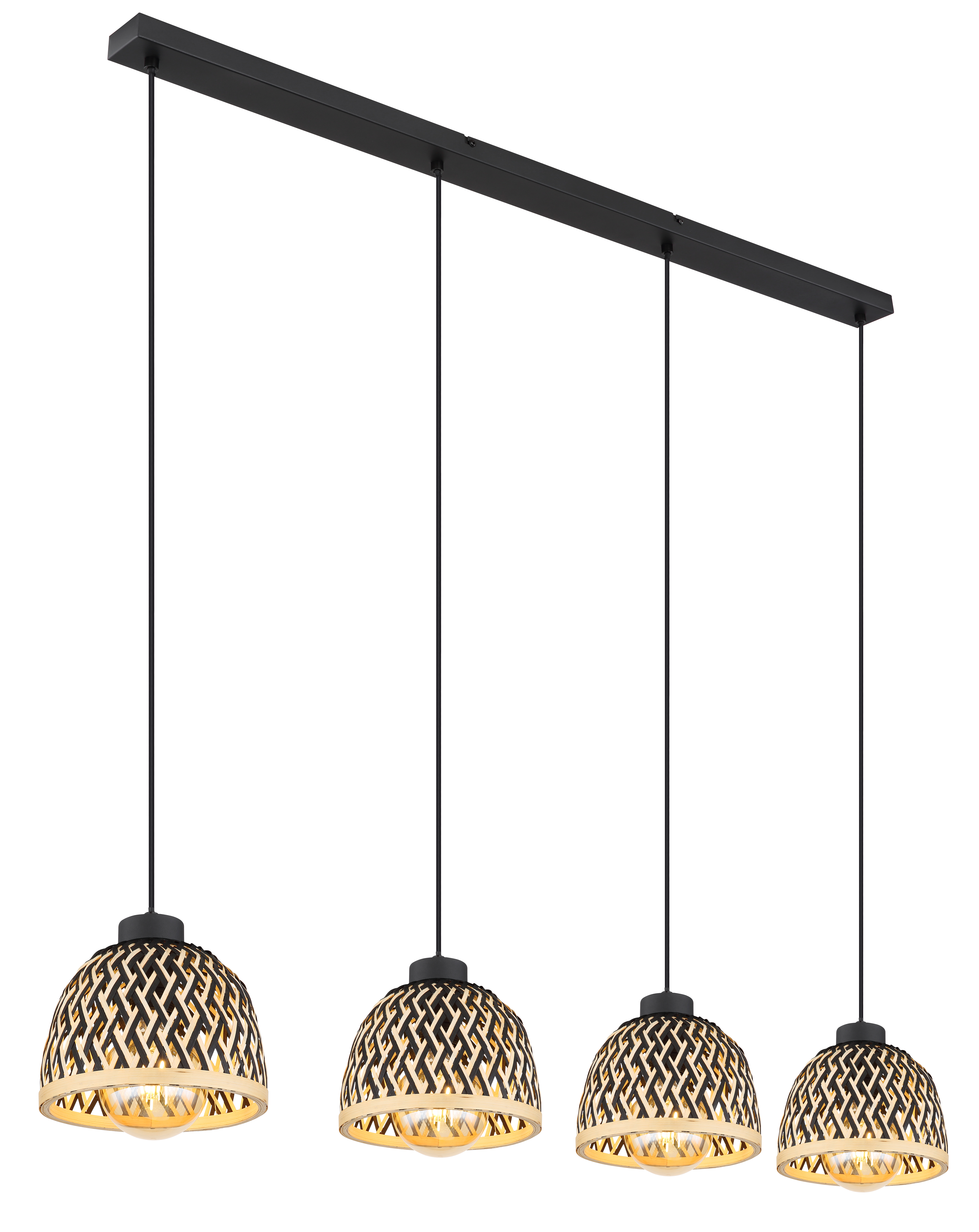 Pendant lamp Globo COLLY 4xE27, black/natural