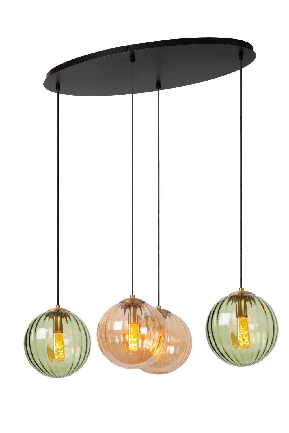 Pendant lamp Lucide MONSARAZ 4xE27, green/amber