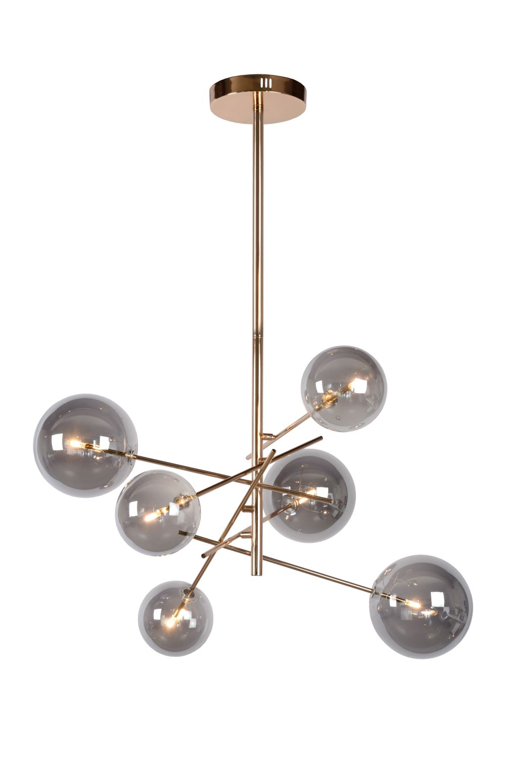 Pendant lamp Lucide ALARA Ø72cm, G4, 6xLED 1,5W 2700K, gold/smoke