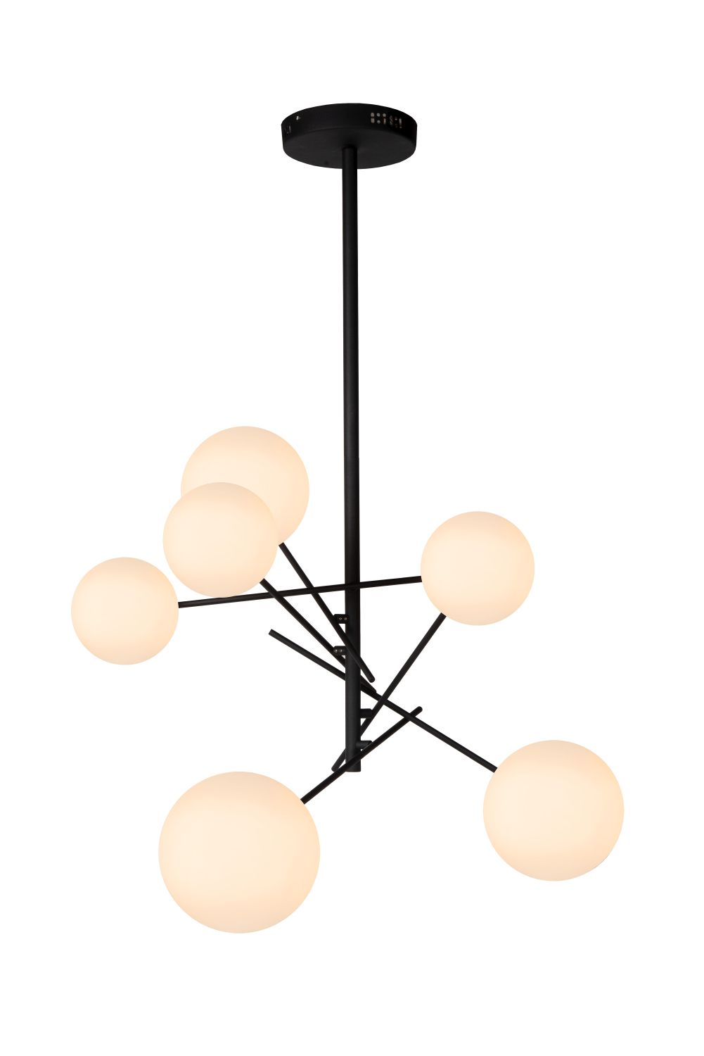 Pendant lamp Lucide ALARA Ø72cm, G4, 6xLED 1,5W 2700K, black/opal