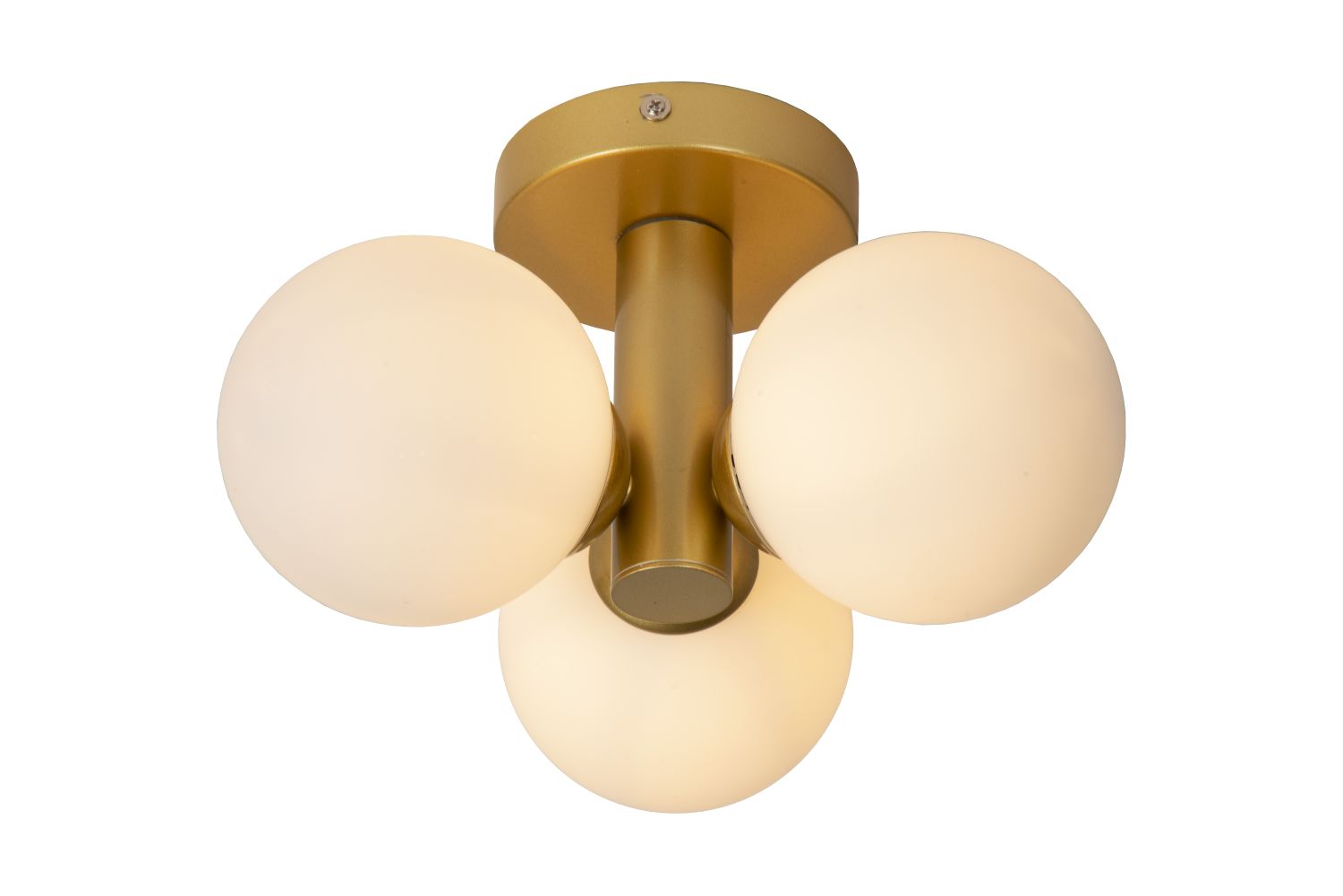 Bathroom Ceiling lamp Lucide TRUDY Ø28cm, 3xG9, IP44, Matt gold/opal