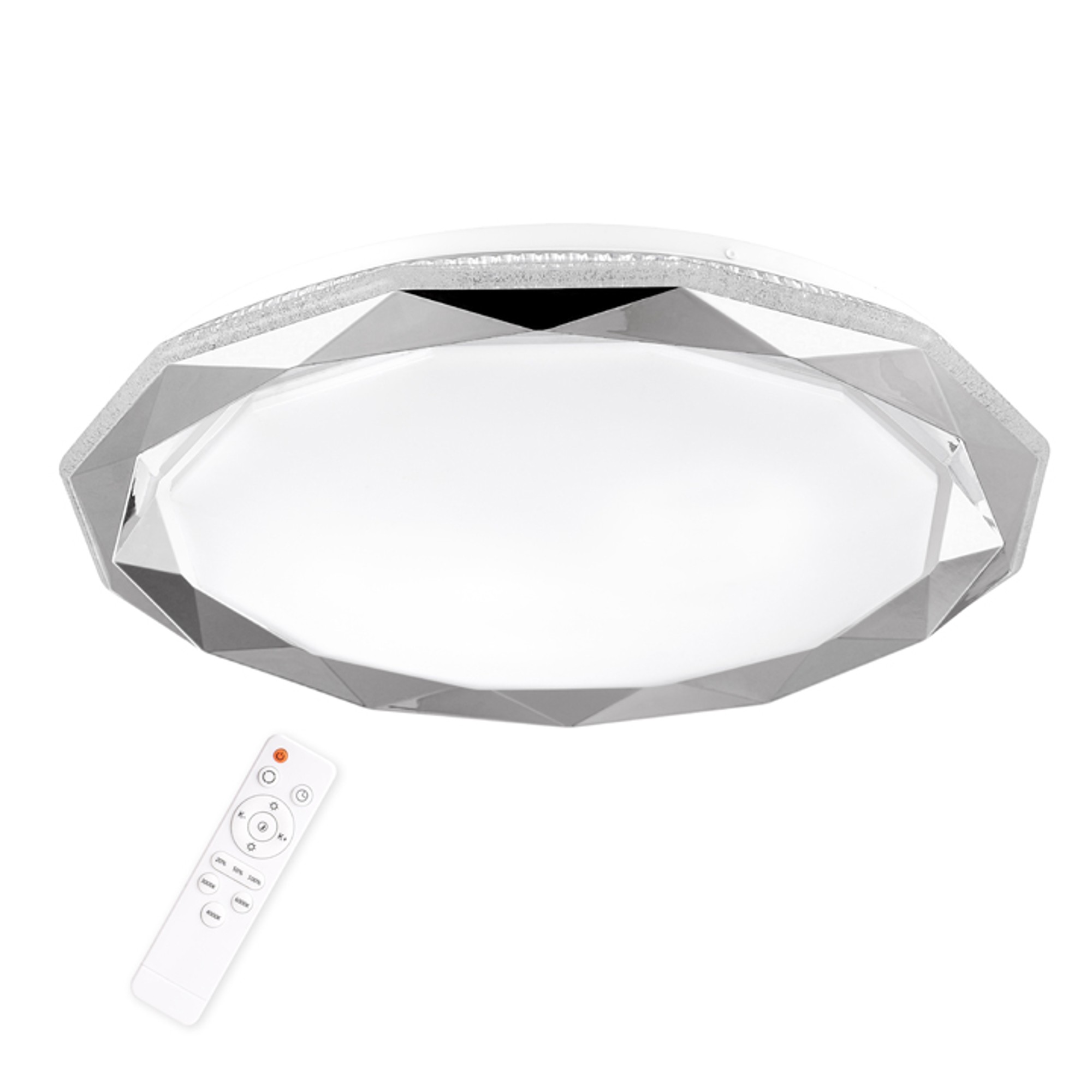 Kattovalaisin Polux GLOSSY LED CCT 72W 510mm, hopea/valkoinen