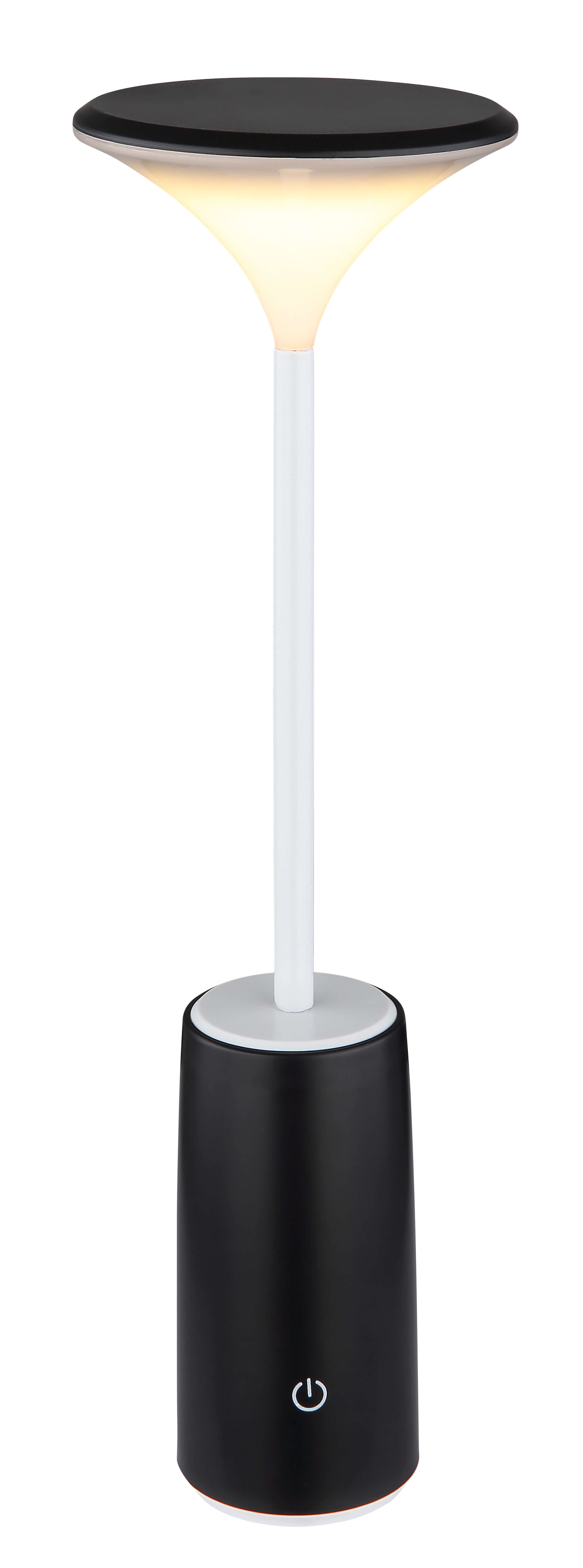Table lamp Globo Quirin rechargeable Ø10cm, ↕:33,6cm, 1,2W, white/black