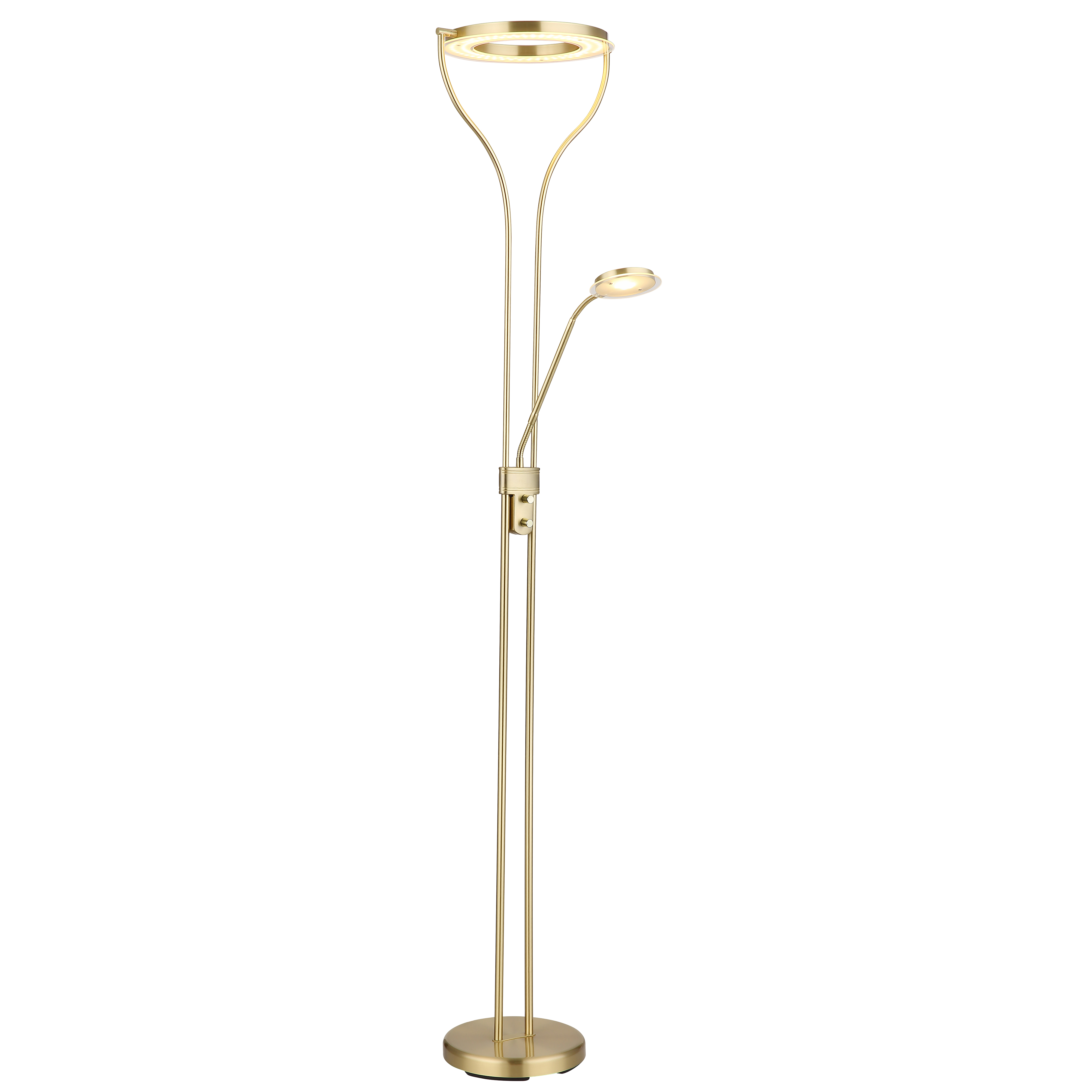 Floor lamp with a reading light Globo EBRO, 20W, 3000K, brass