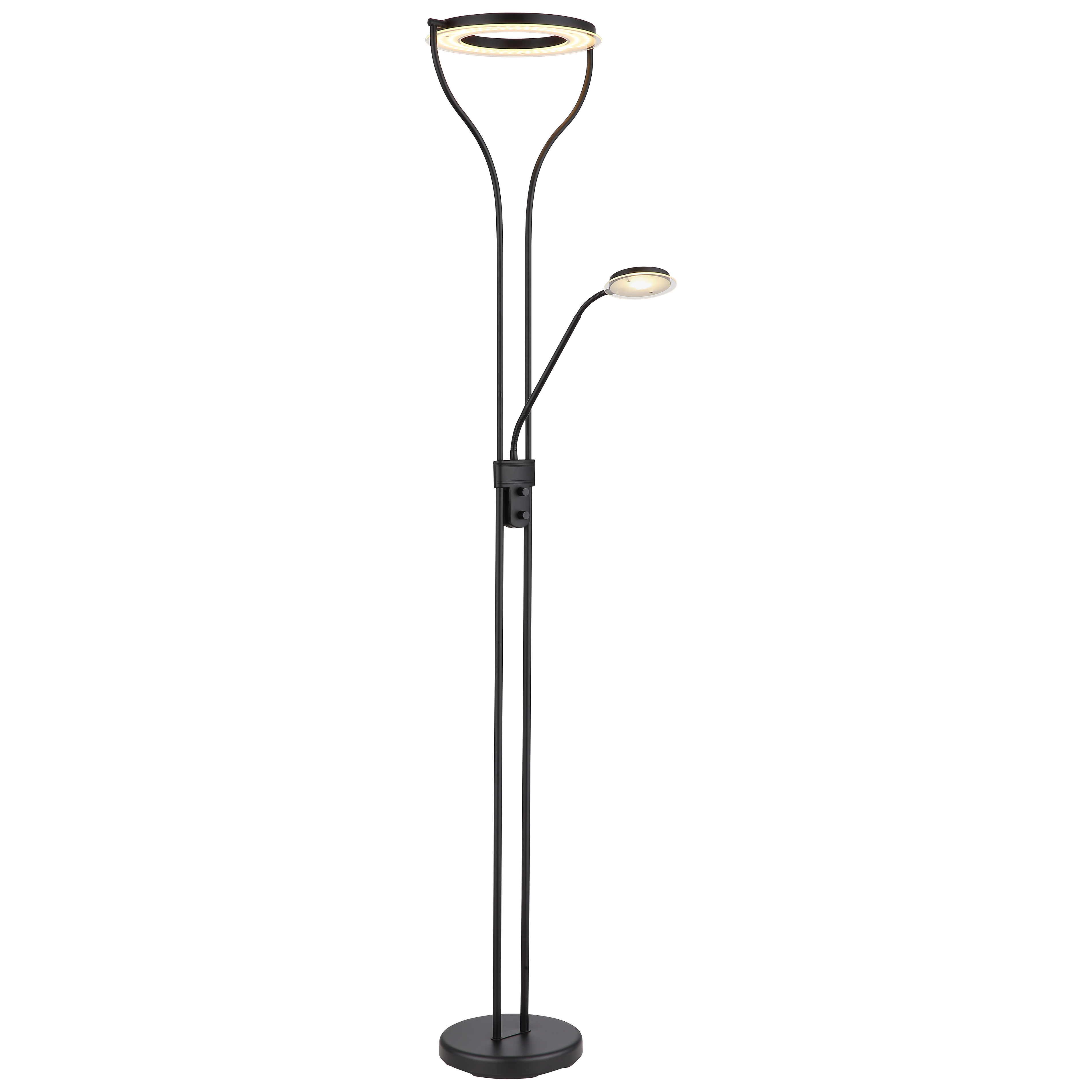 Floor lamp with a reading light Globo EBRO, 20W, 3000K, black