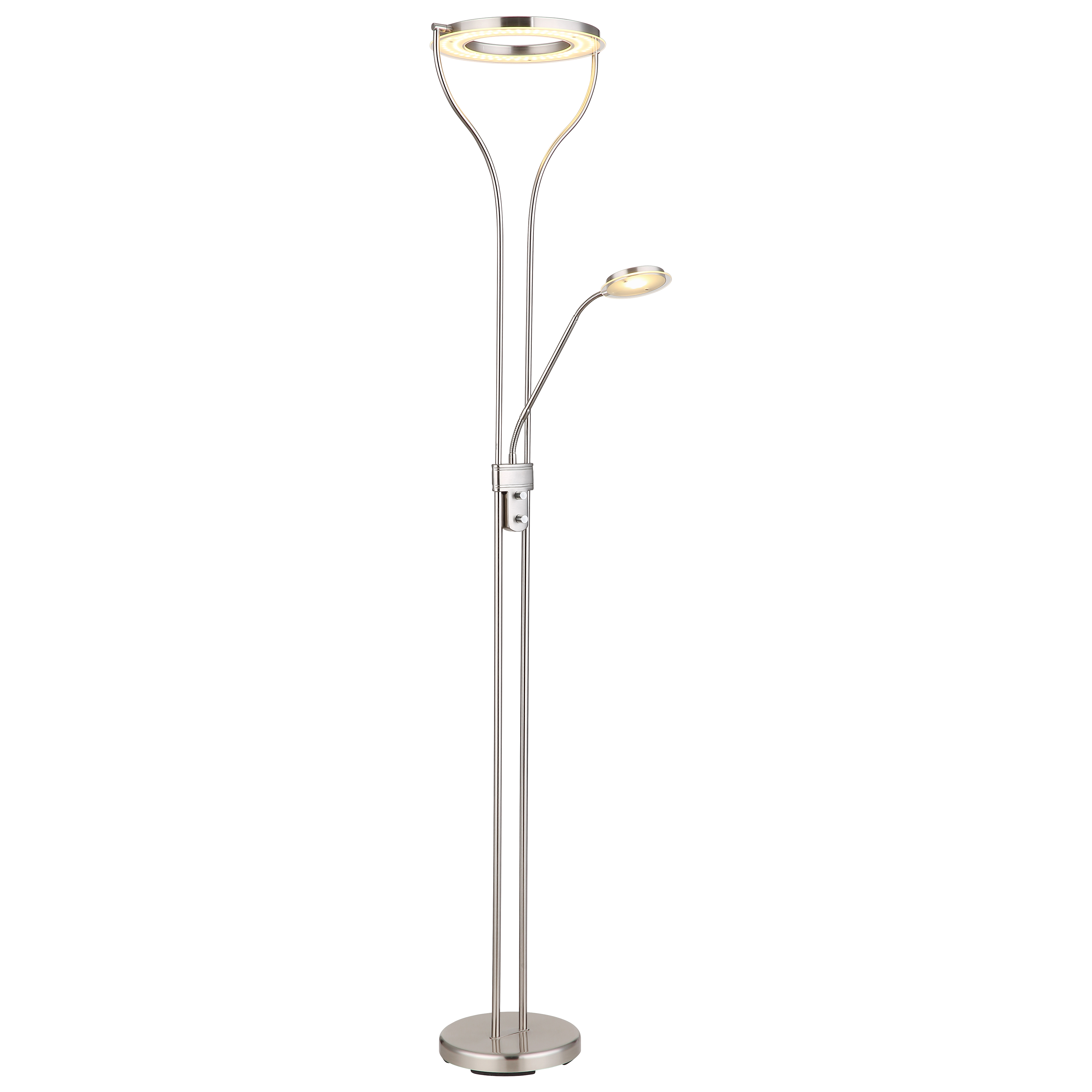 Floor lamp with a reading light Globo EBRO, 20W, 3000K, nickel