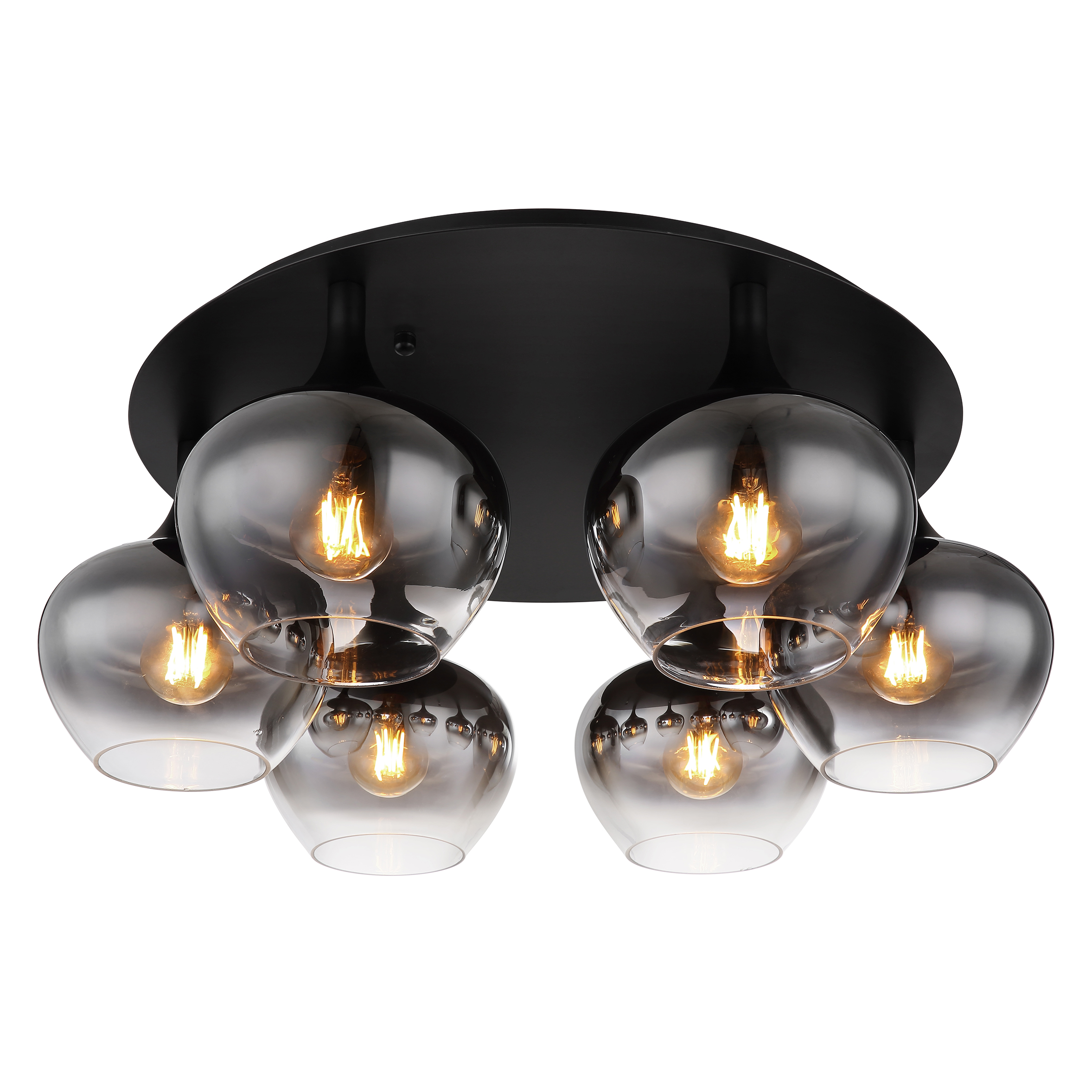 Ceiling lamp Globo MAXY 65cm, 6xE27, black/smoke