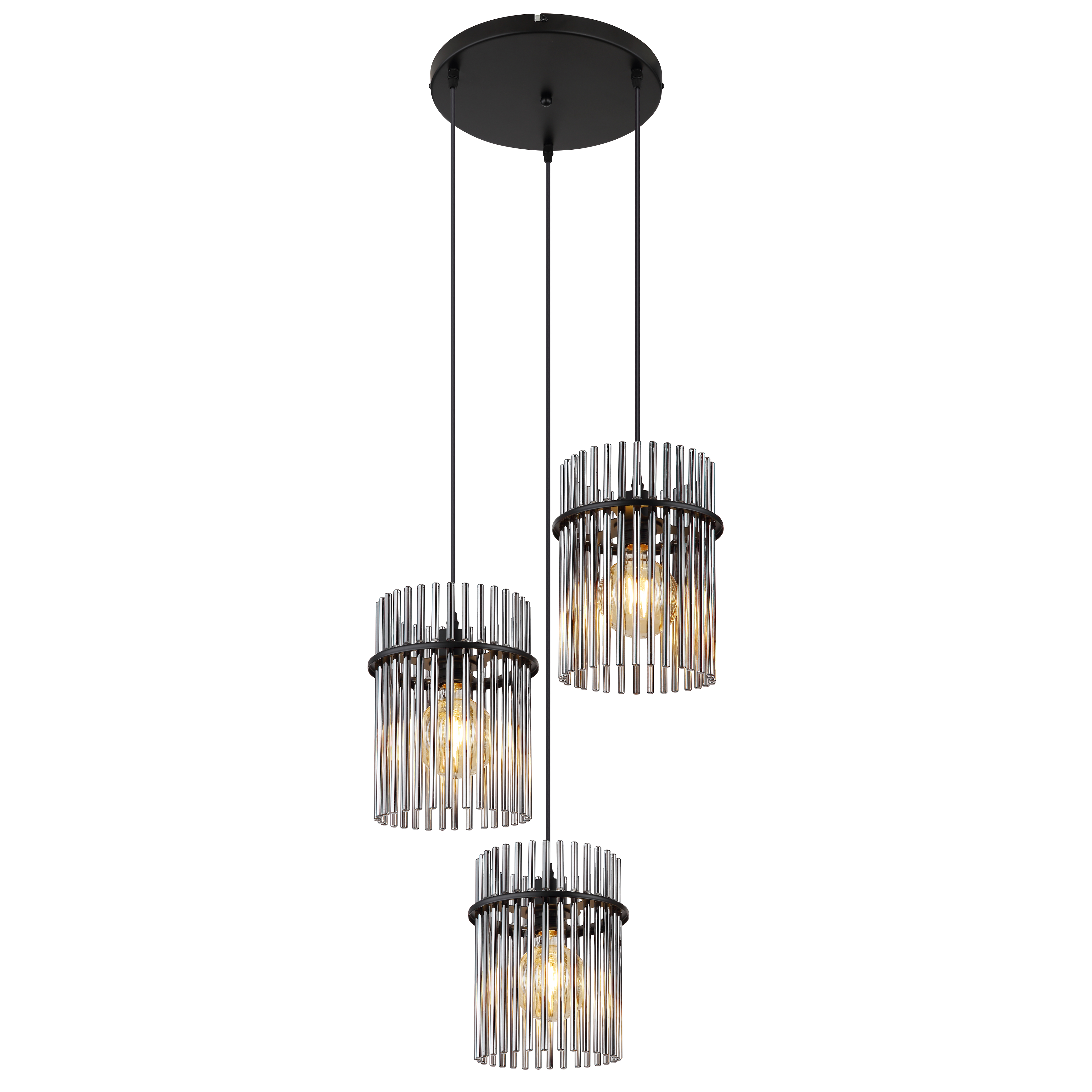 Pendant lamp Globo GORLEY 43cm, 3xE27, black/smoke