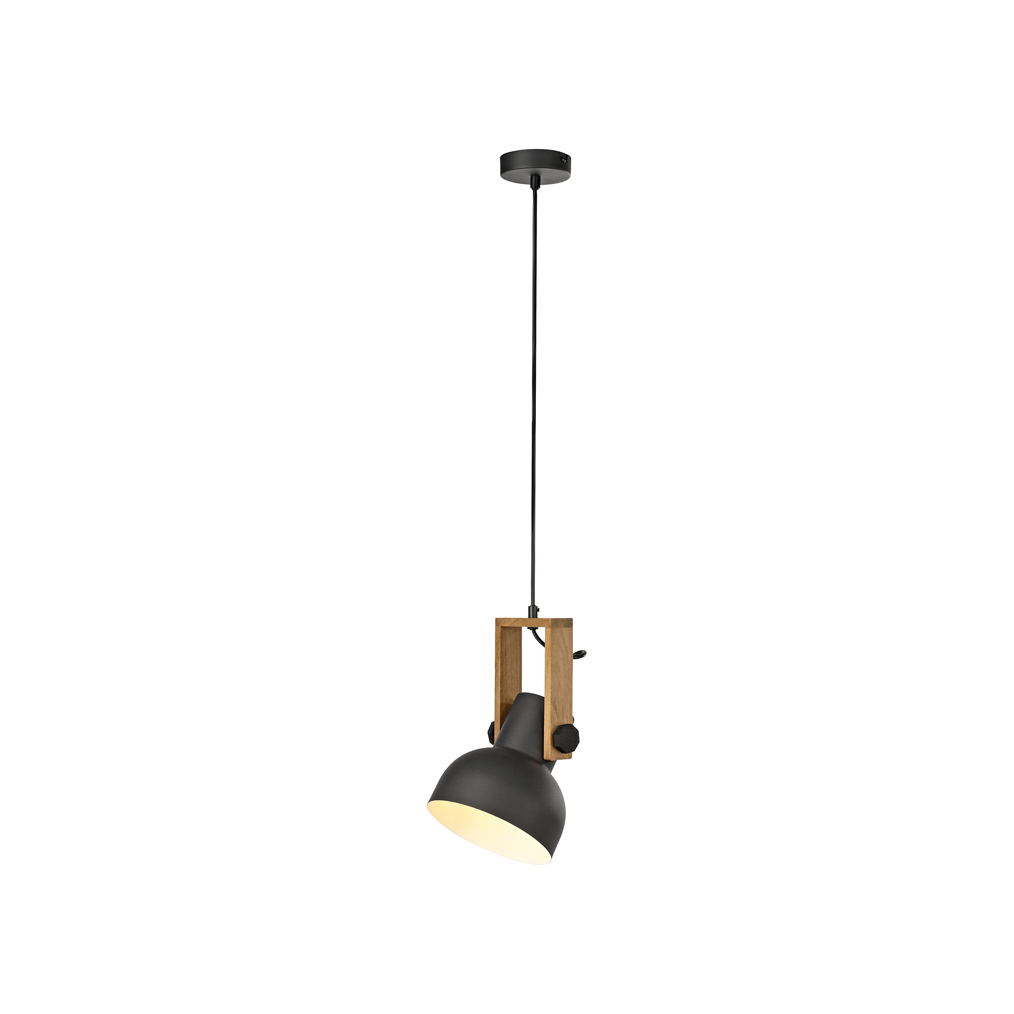 Pendant lamp JustLight Cup2.0 16,6cm matte black/wood