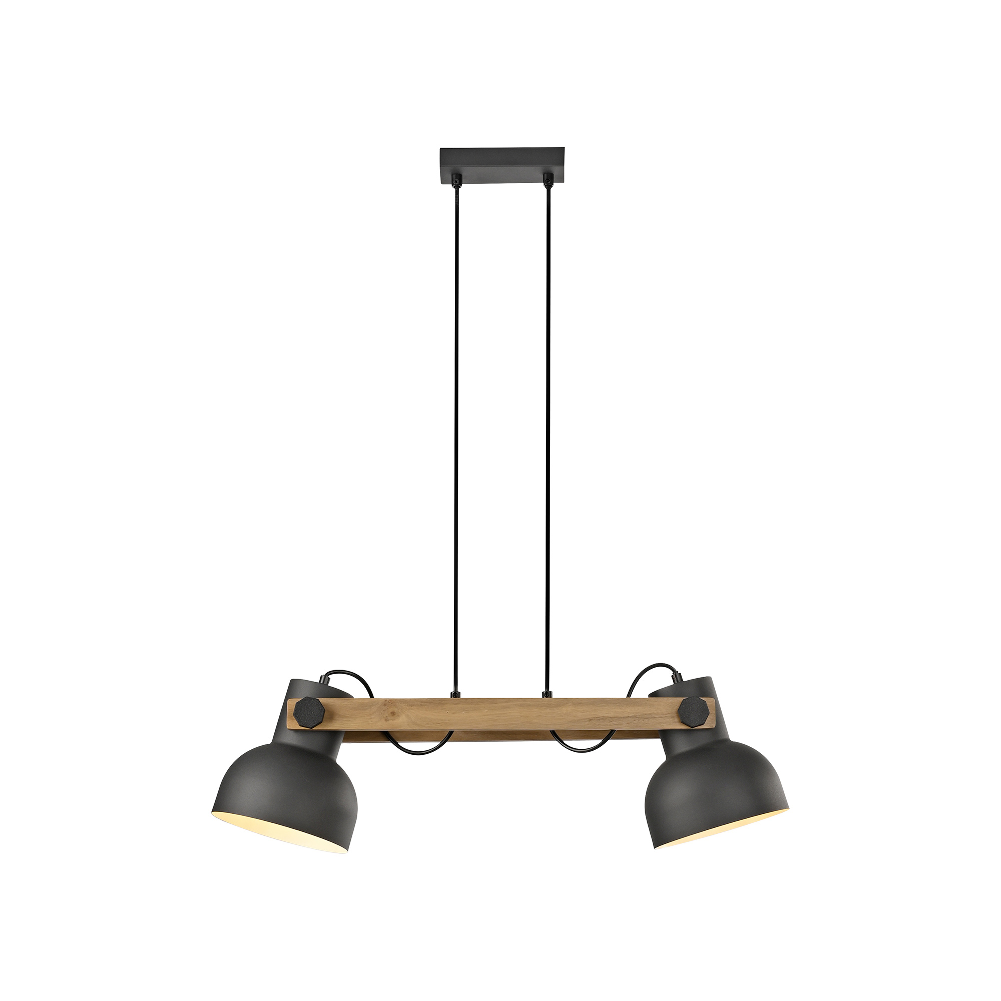 Pendant lamp JustLight Cup2.0 2-piece matte black/wood