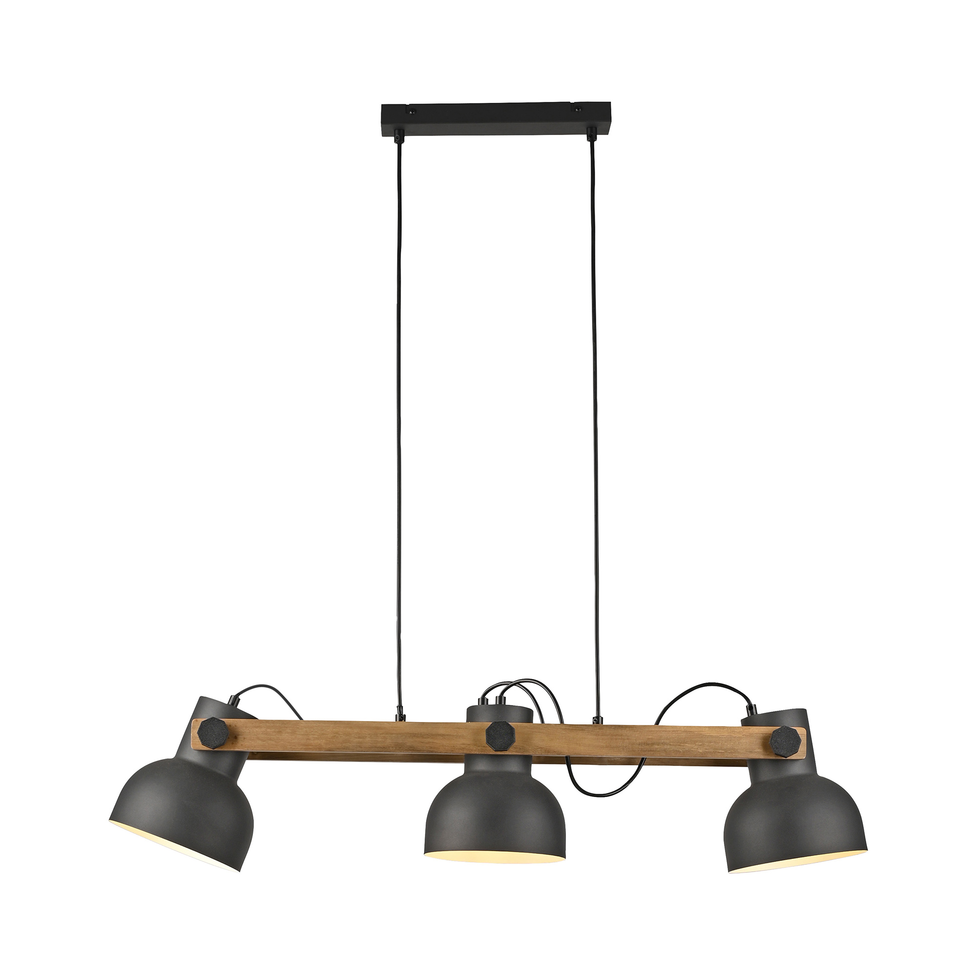 Pendant lamp JustLight Cup2.0 3-piece matte black/wood