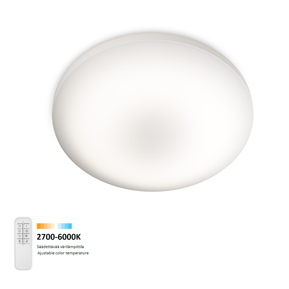 Kattovalaisin Aava Led CCT 48cm, 48W, 2280lm, IP20, valkoinen
