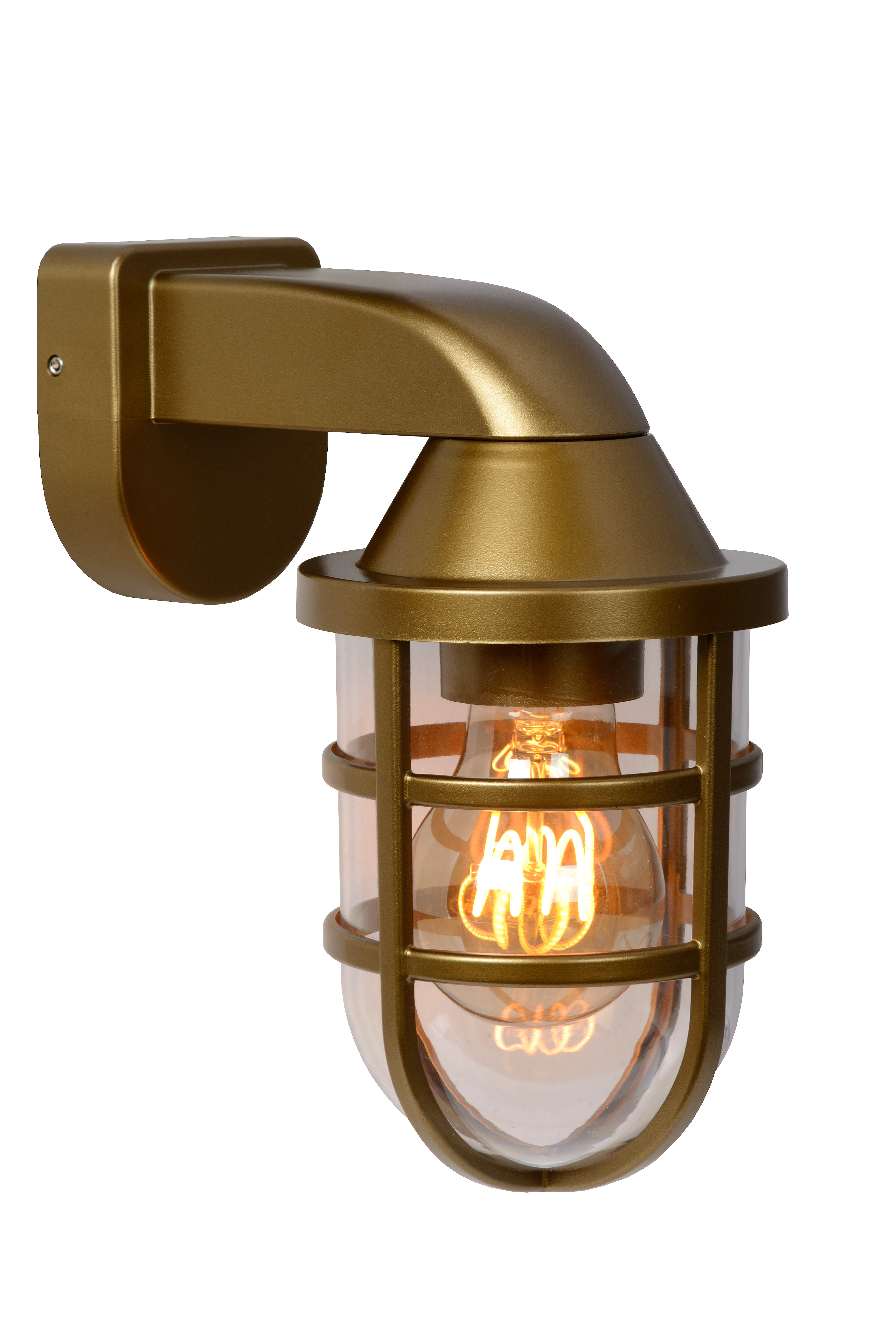 Lucide LEWIS - Wall light Outdoor - 1xE27 - IP44 - Matt Gold / Brass