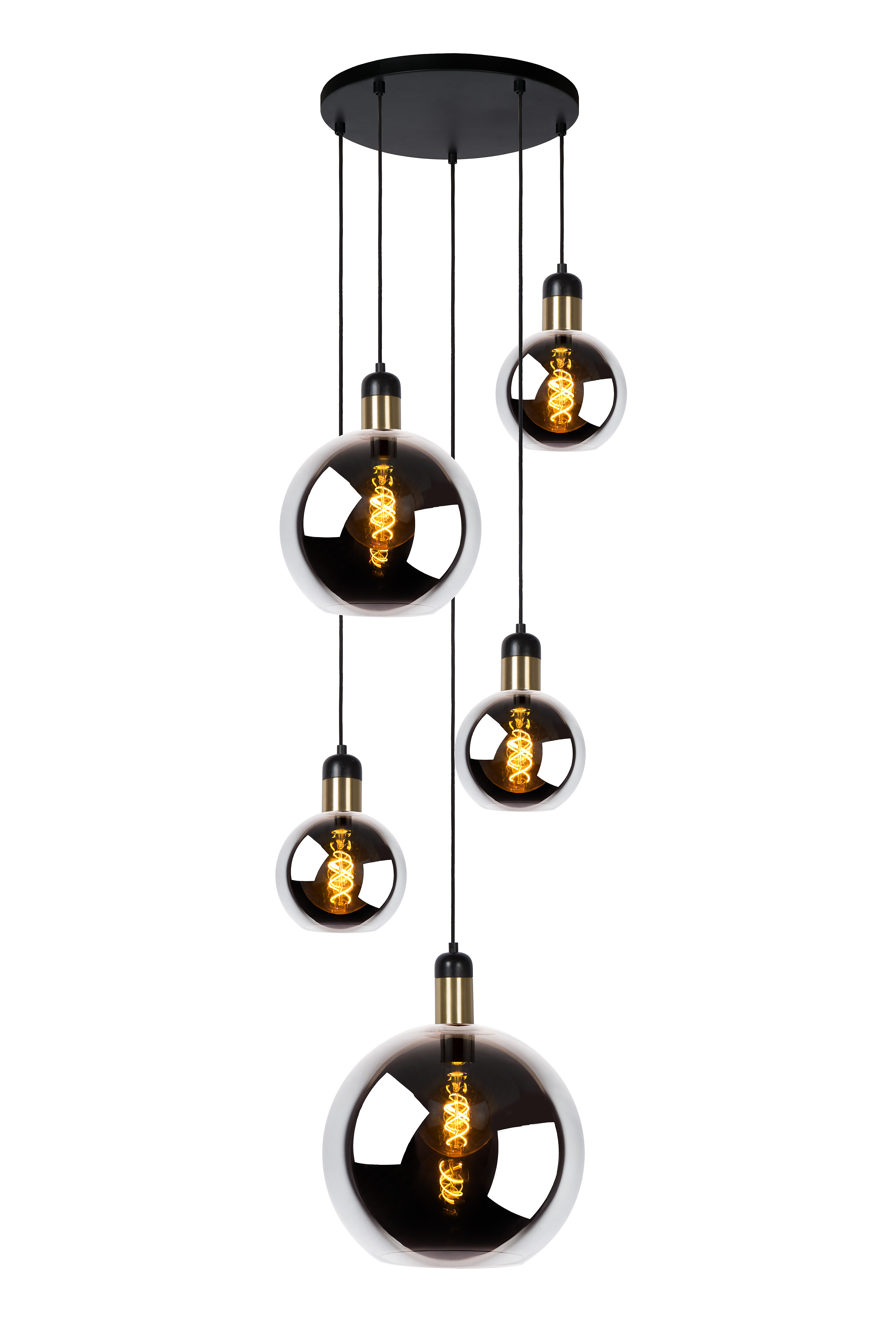 Lucide Julius pendant light 65cm, 5xE27, smoke grey