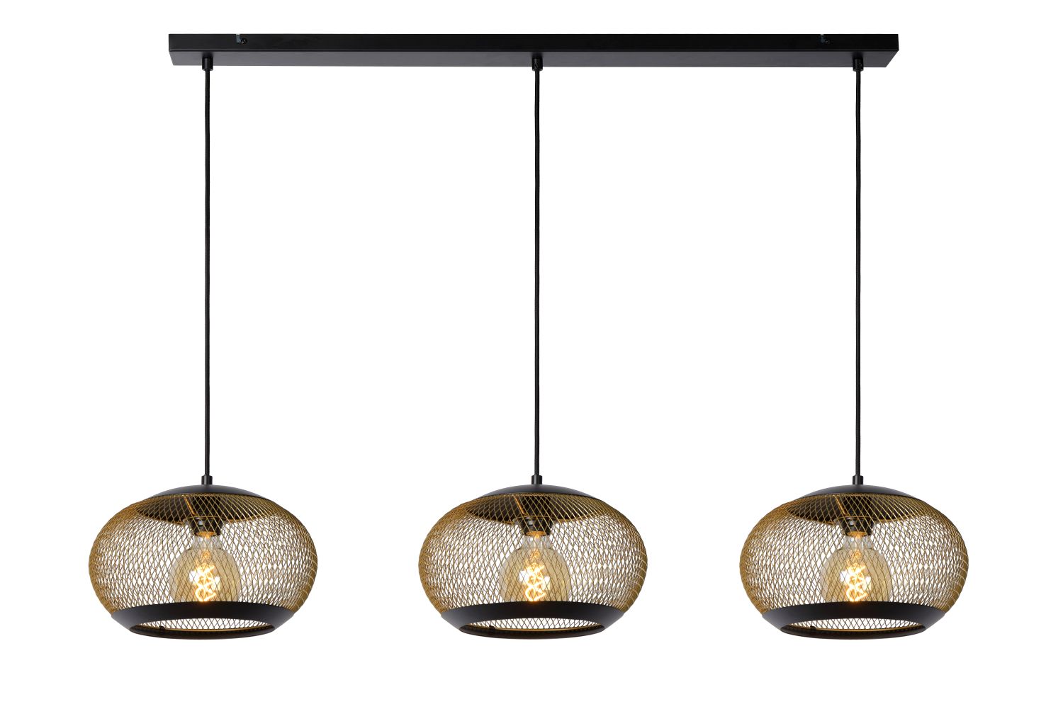 Lucide LUCAS - Pendant light - 3xE27 - Matt Gold / Brass