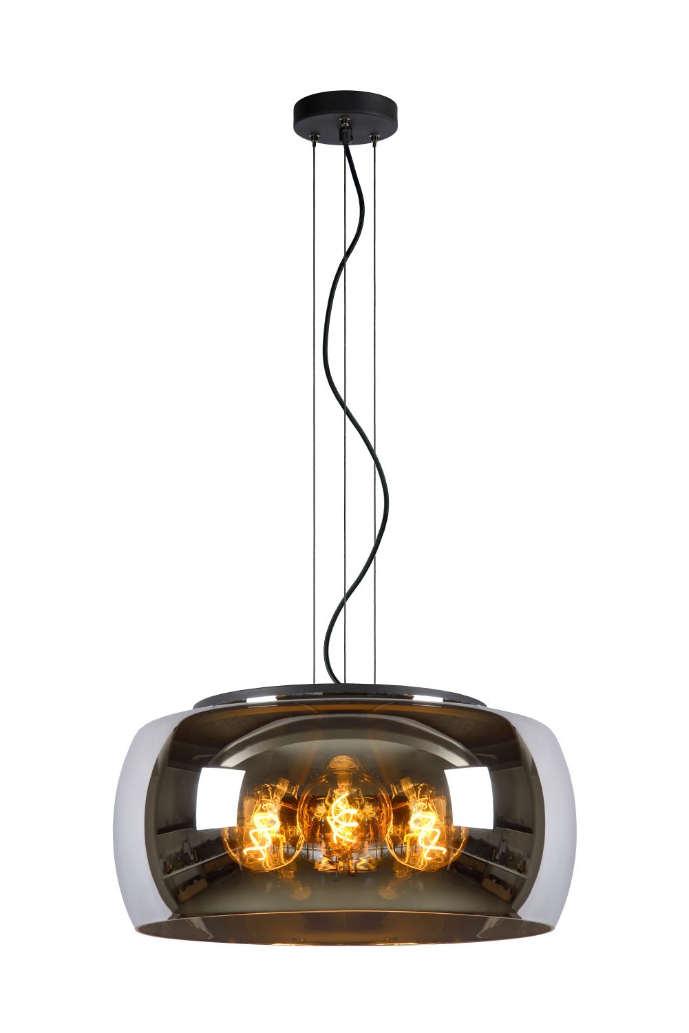 Lucide OLIVIA - Pendant light - Ø 50 cm - 3xE27 - Smoke Grey