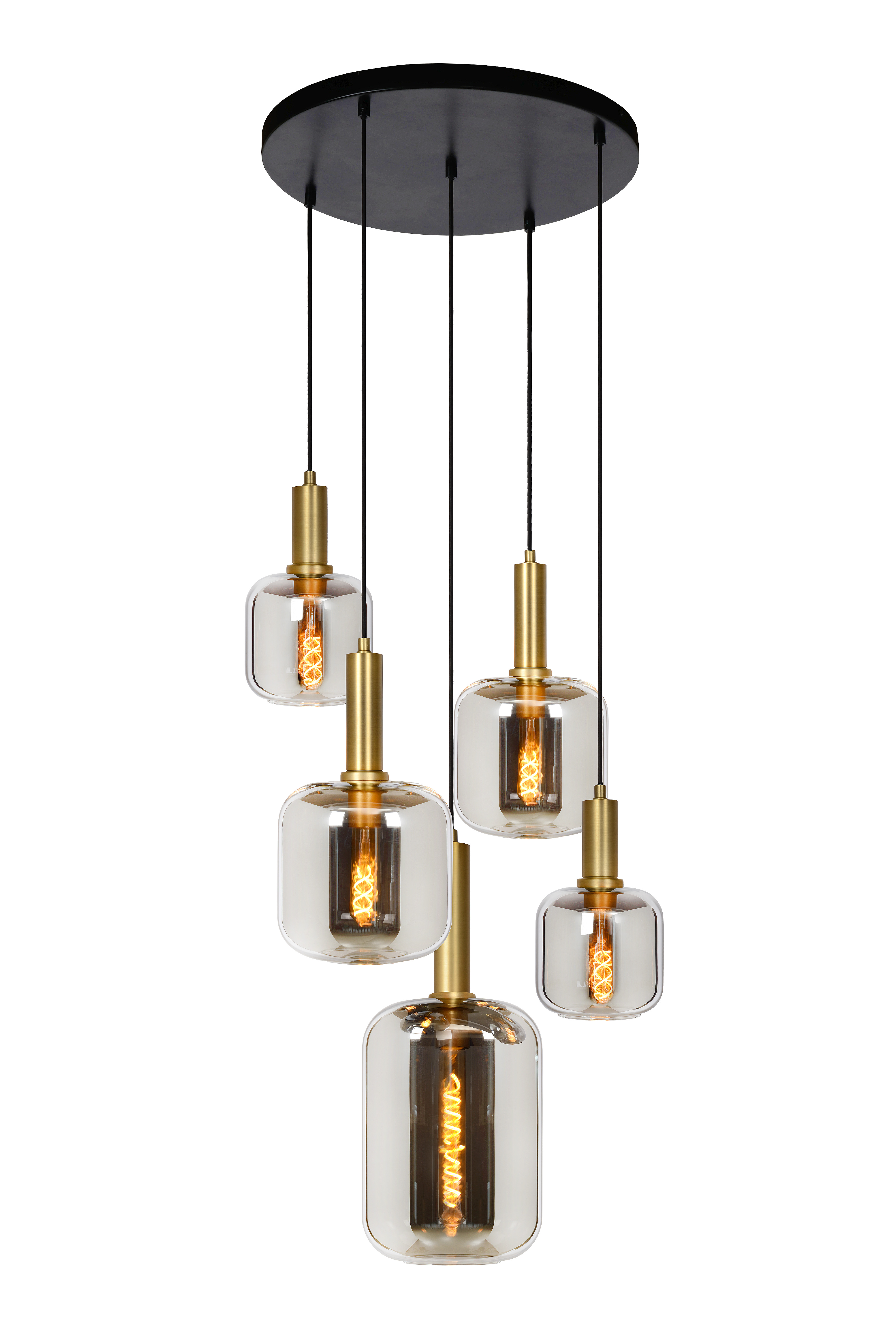 Lucide JOANET - Pendant light - Ø 71 cm - 5xE27 - Smoke Grey