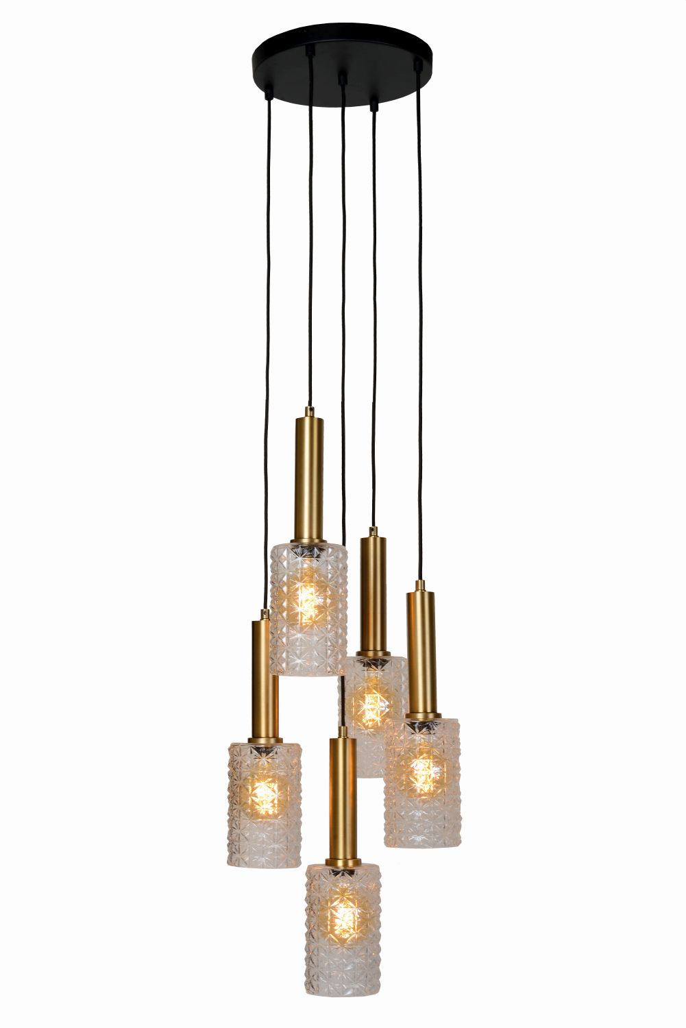 Lucide CORALIE - Pendant light - Ø 30 cm - 5xE27 - Matt Gold / Brass