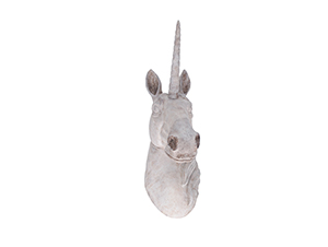 Wall art 43,5x21x53 cm UNICORN HEAD grey