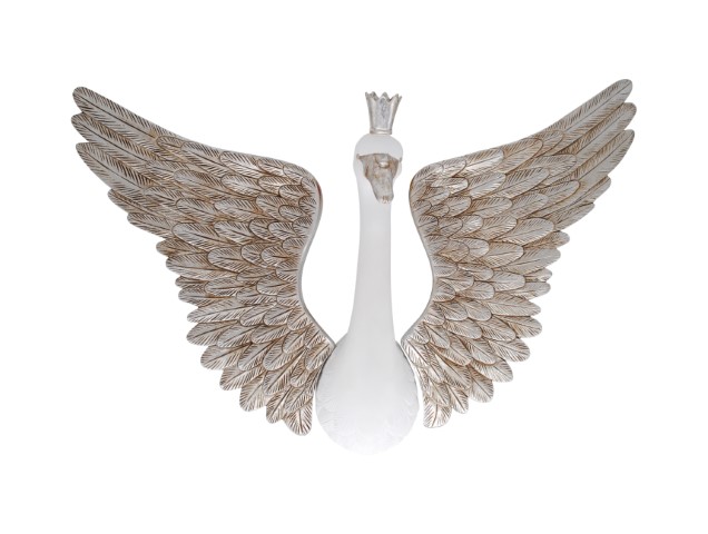 Wall ornament 107x23x46 cm SWAN white-silver