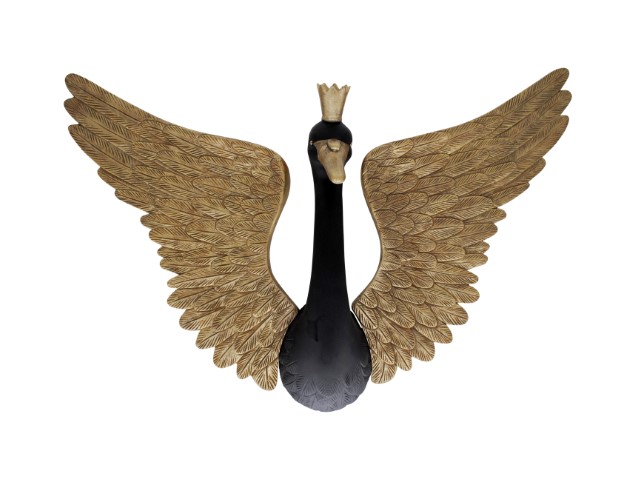 Wall ornament 107x23x46 cm SWAN black-gold