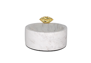 Bowl Ø12x7 cm LIPPY marble white-gold