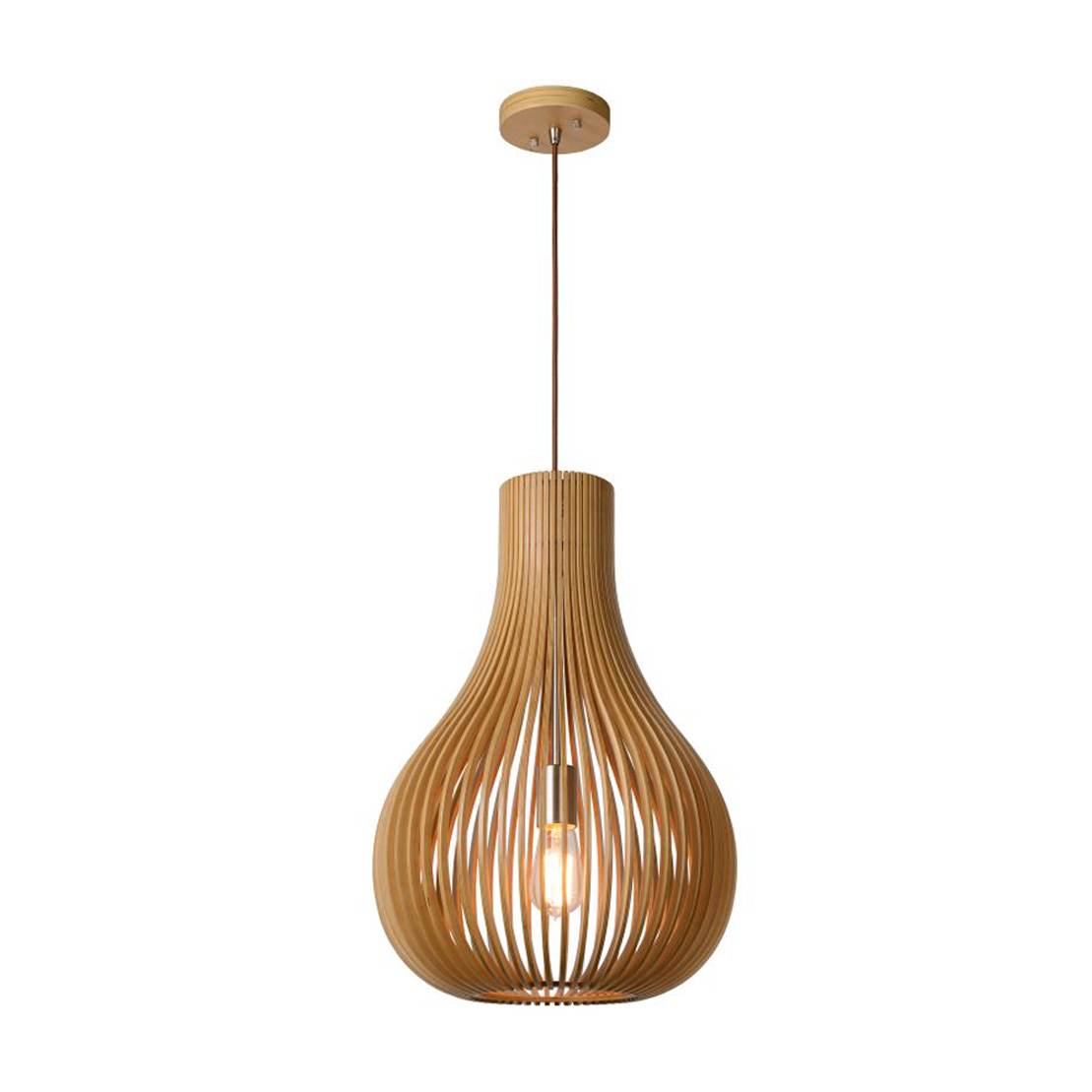 Lucide BODO - Pendant lamp - Ø 38 cm - Light Wood