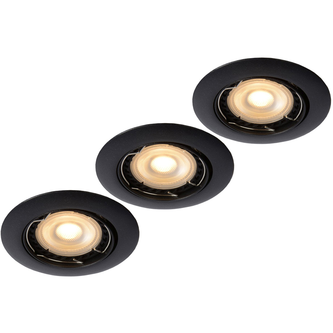 Lucide FOCUS - Upotettava spottivalaisin - Ø 8,1 cm - LED Himm. - GU10 - 3x5W 3000K - Musta- Set of 3