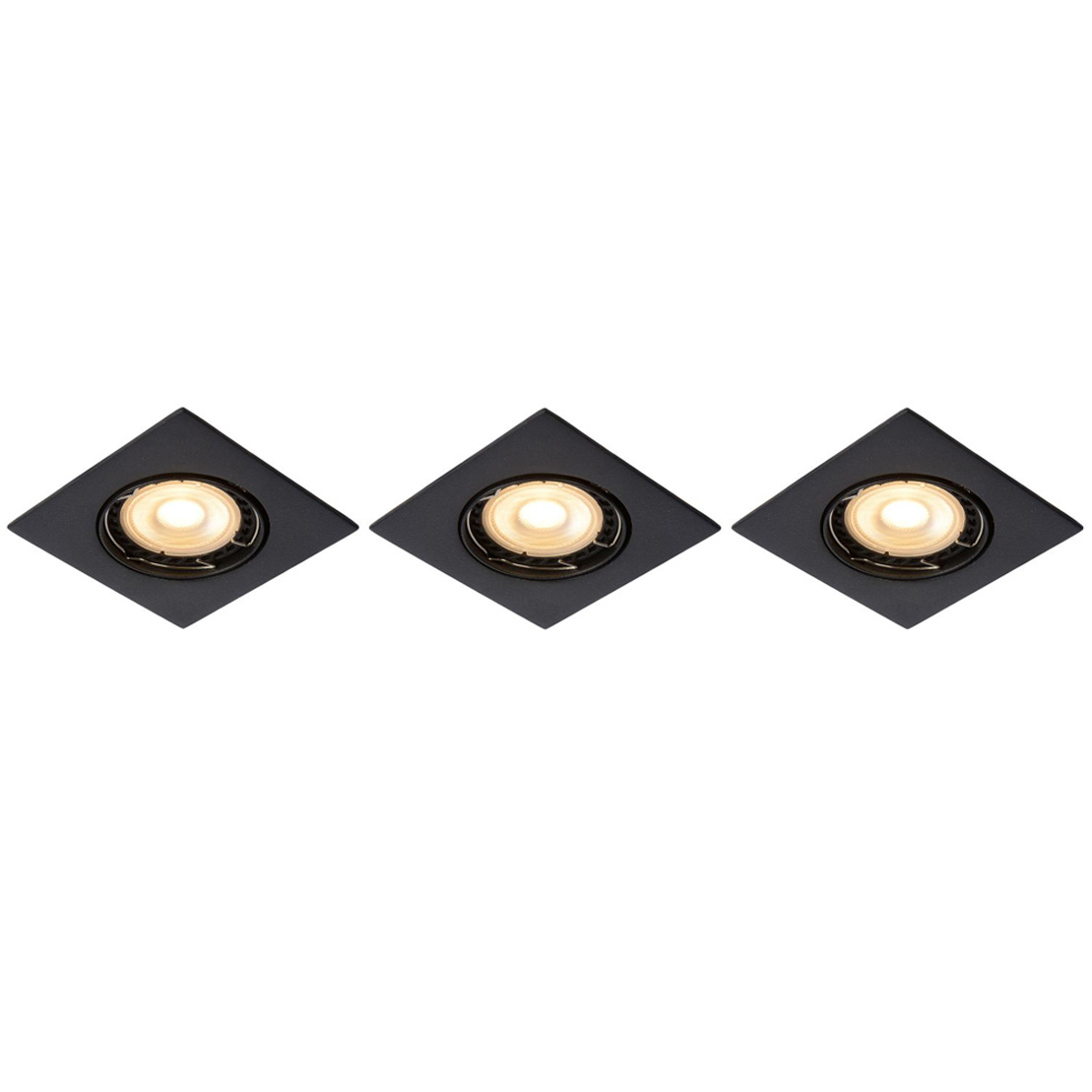 Lucide FOCUS - Upotettava spottivalaisin - LED Himm. - GU10 - 3x5W 3000K - Musta- Set of 3