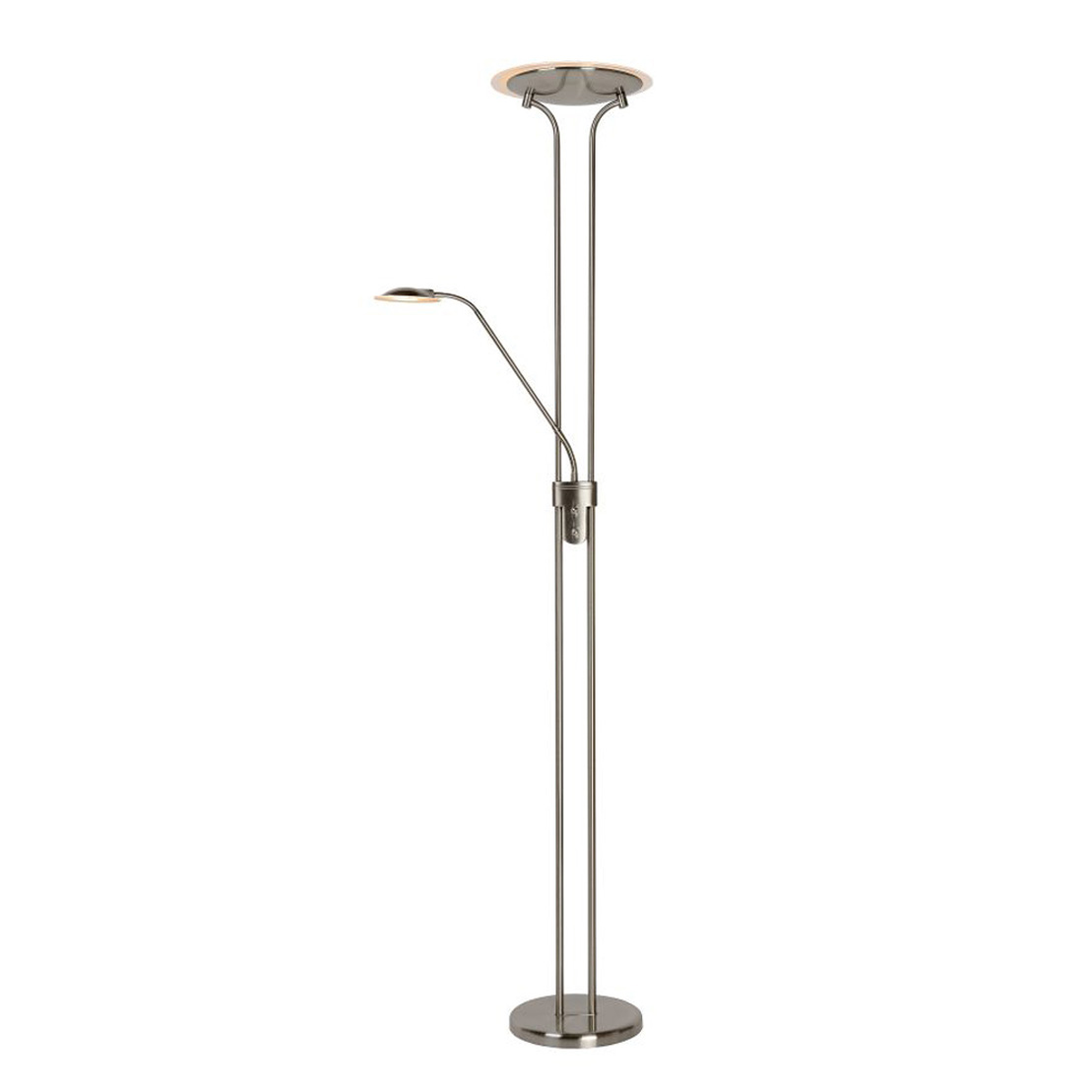 Lucide CHAMPION LED - Floor Lamp - Satin Chrome - Integrated LED - 1xLED 20W + 1xLED 4W