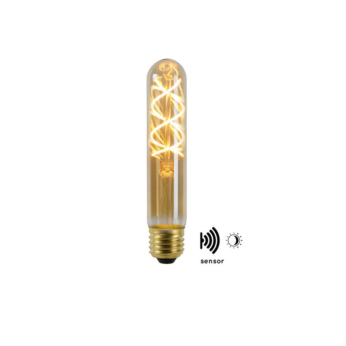 Lucide LED BULB TWILIGHT SENSOR -Ulkofilamenttilamppu - Ø 3 cm - LED - E27 - 1x4W 2200K - Amber