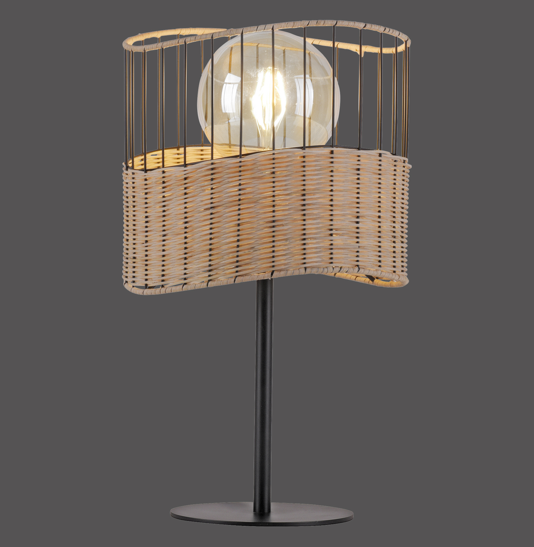 Pöytävalaisin Leuchten Direkt Reed, musta/beige