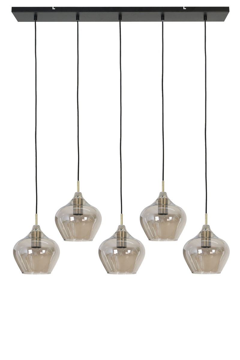 Hanging lamp 5L 104x20x120 cm RAKEL antique bronze+smoked