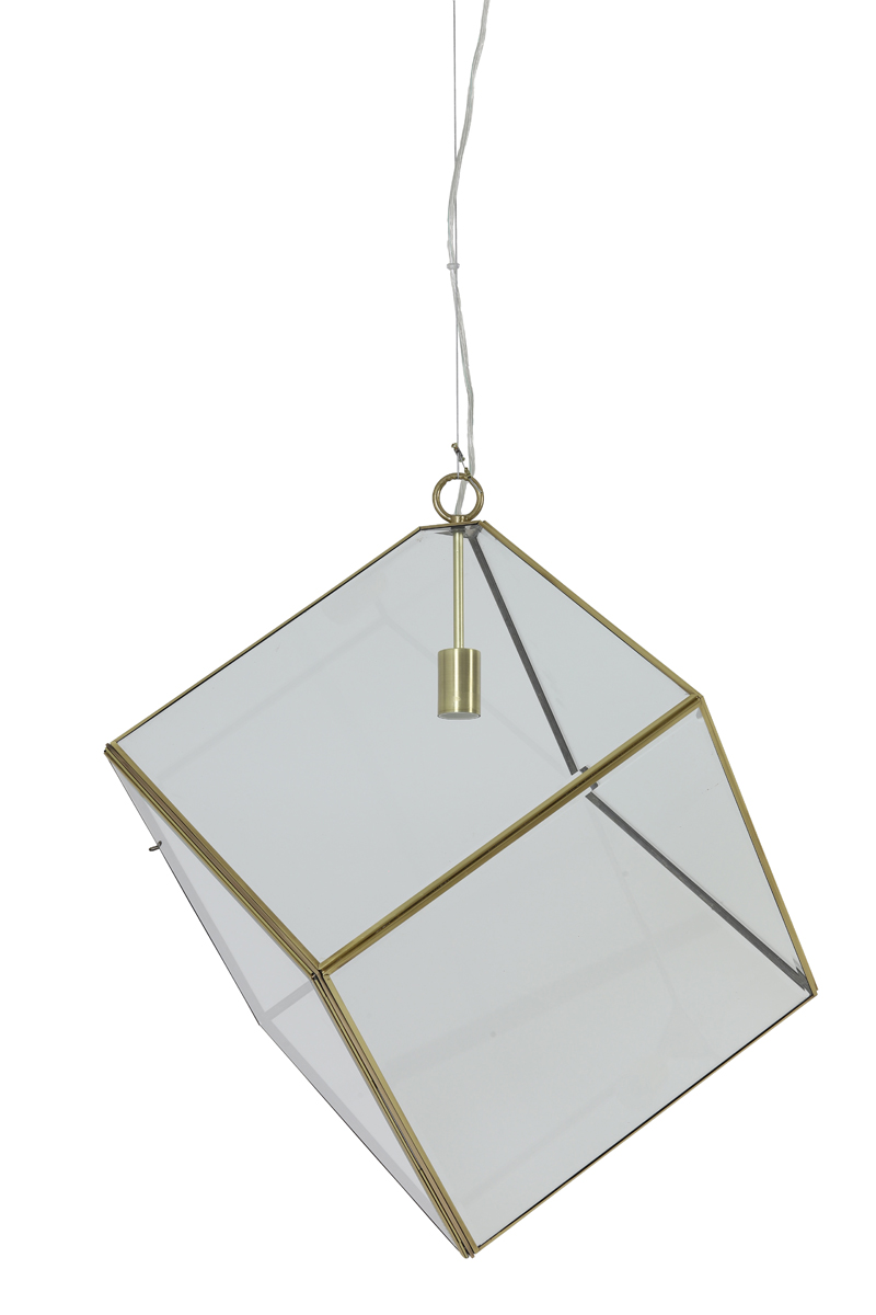 Hanging lamp 40x40x40 cm XAVI bronze+glass