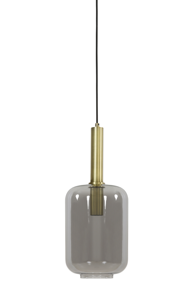 Hanging lamp Ø22x52 cm LEKAR antique bronze+smoked glass