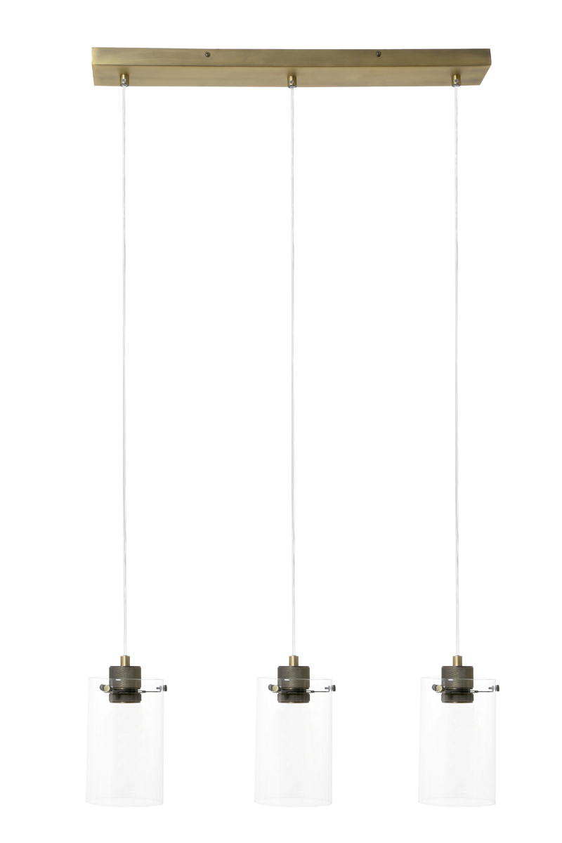 Hanging lamp 3L 65x12x18,5 cm VANCOUVER ant.bronz-glass