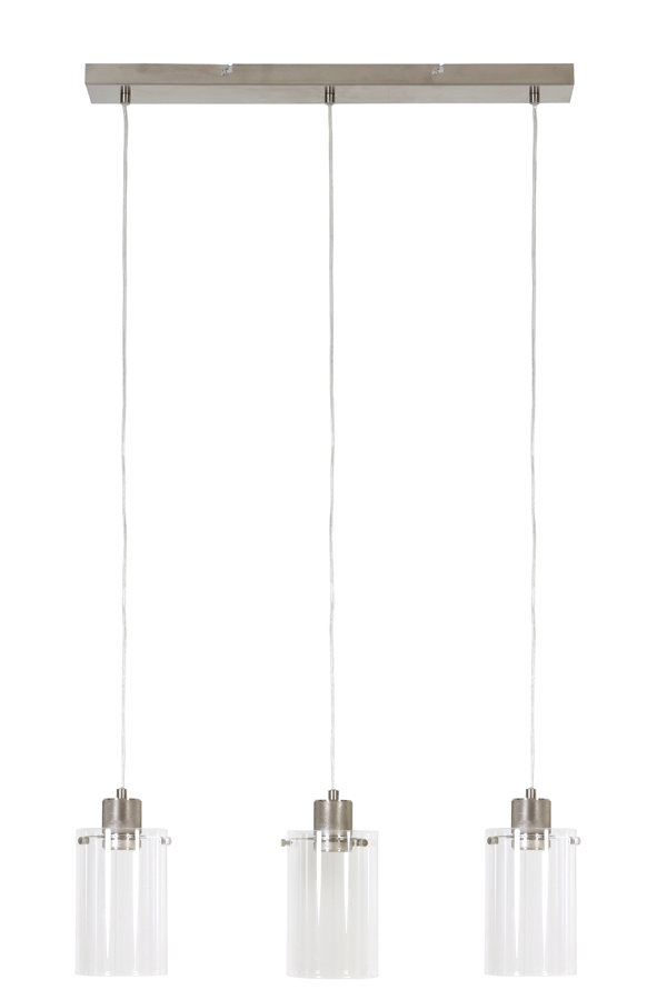 Hanging lamp 3L 65x12x18,5 cm VANCOUVER nic. sat.-glass