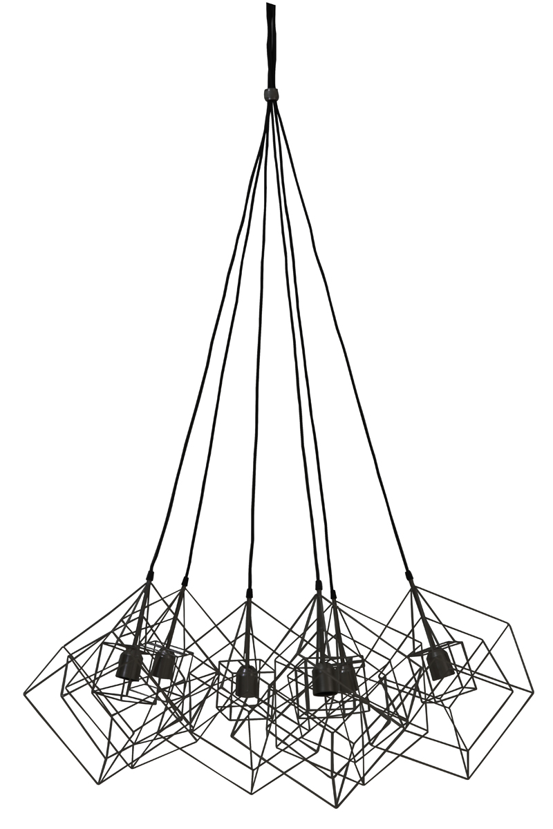 Hanging lamp 6L 25x25x26 cm KUBINKA matt black