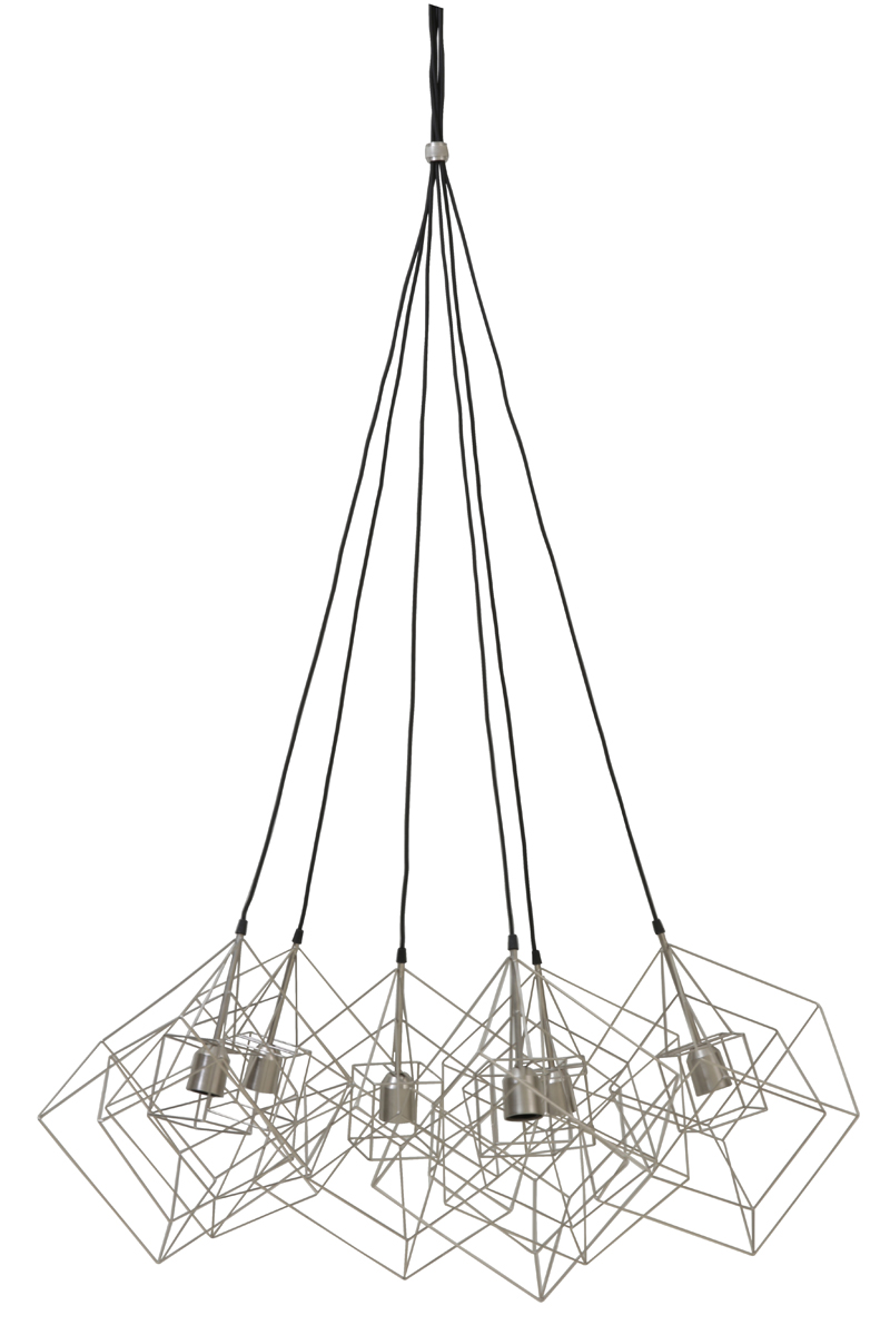 Hanging lamp 6L 25x25x26 cm KUBINKA silvergrey