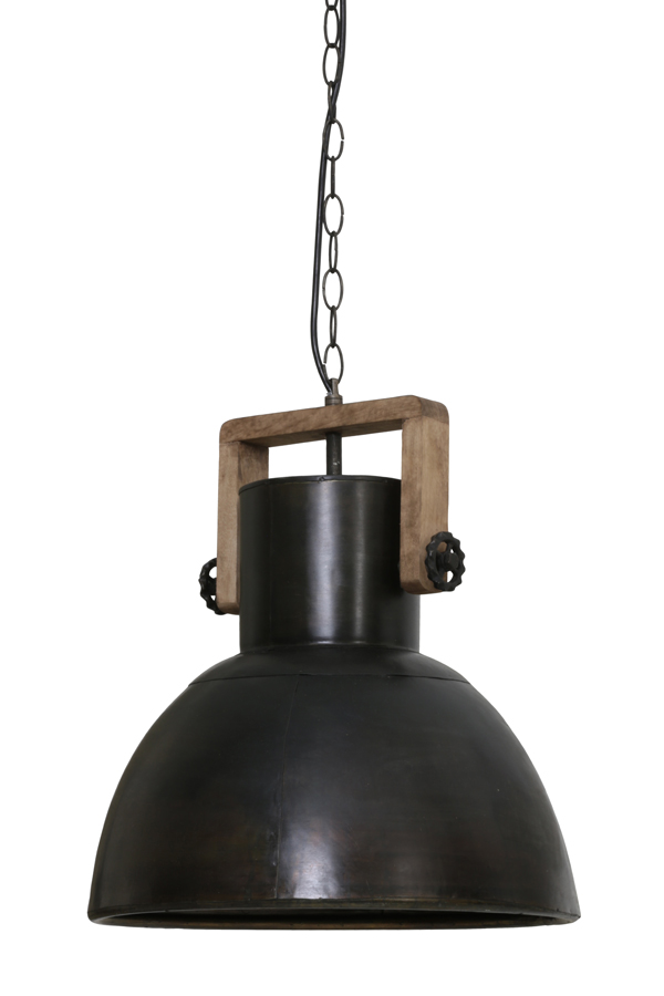 Hanging lamp Ø40x45 cm SHELLY black sinc-wood weather barn