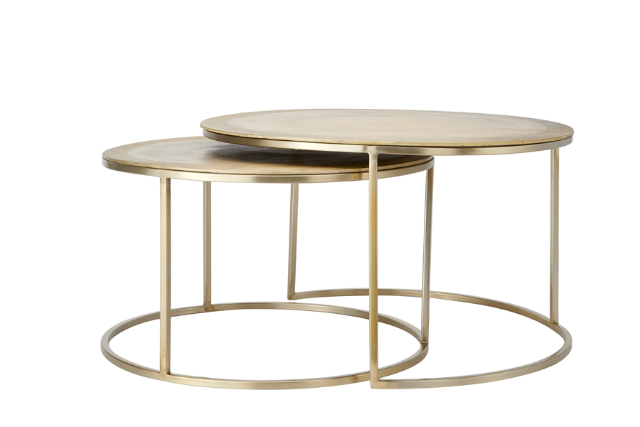 Coffee table S/2 Ø65x39+Ø75x45 cm TALCA light gold