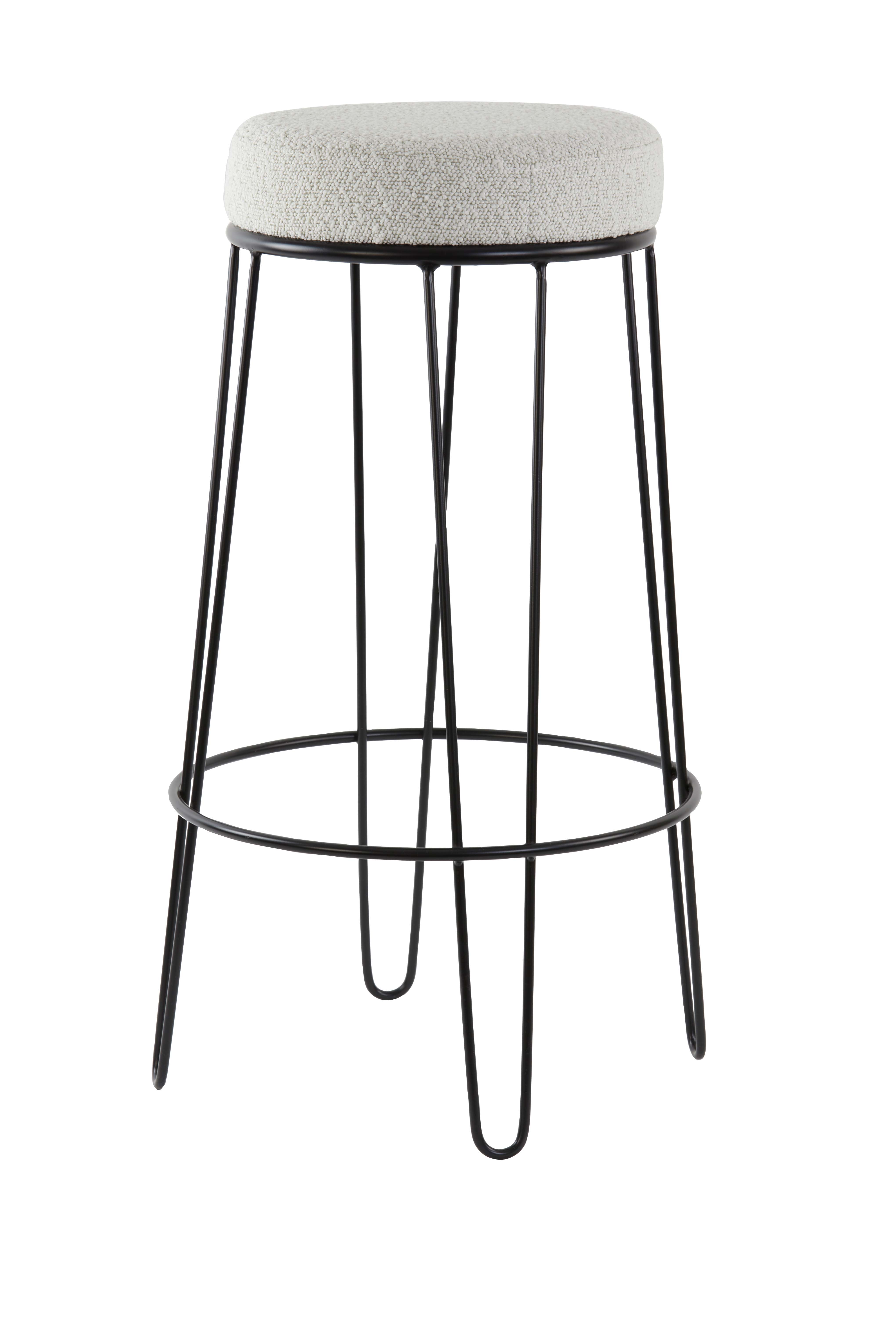 Bar stool Ø41x73 cm ALICE bouclé cream-black